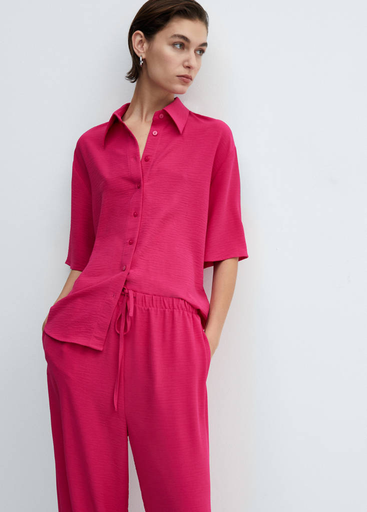 Wide leg trousers with elastic waist — Fuchsia