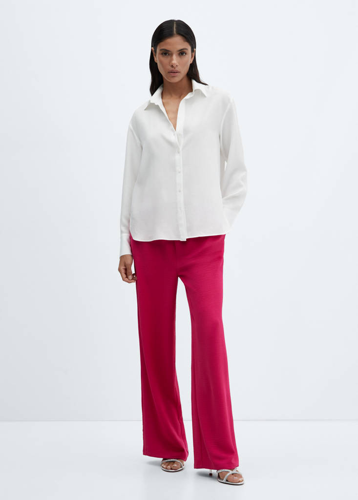 Wide leg trousers with elastic waist — Fuchsia