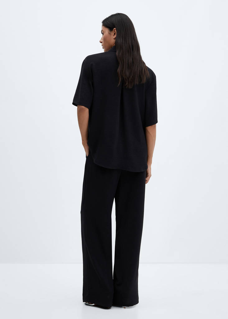 Wide leg trousers with elastic waist — Black