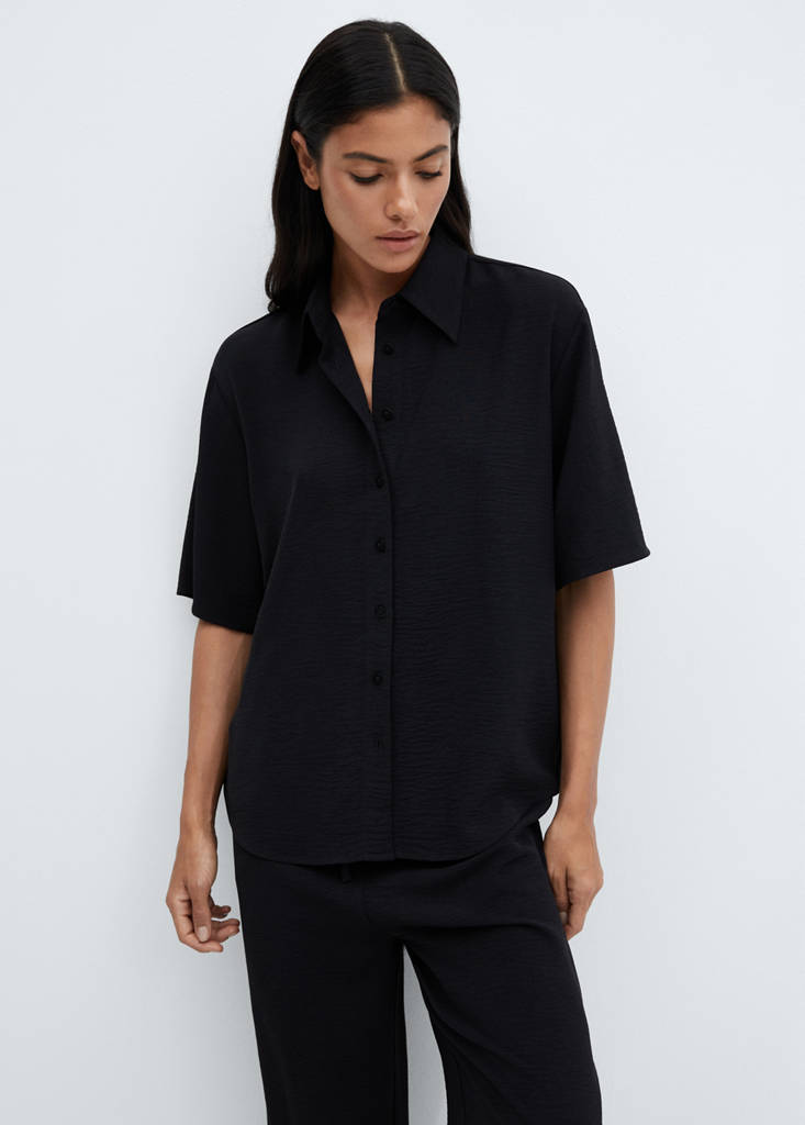 Wide leg trousers with elastic waist — Black