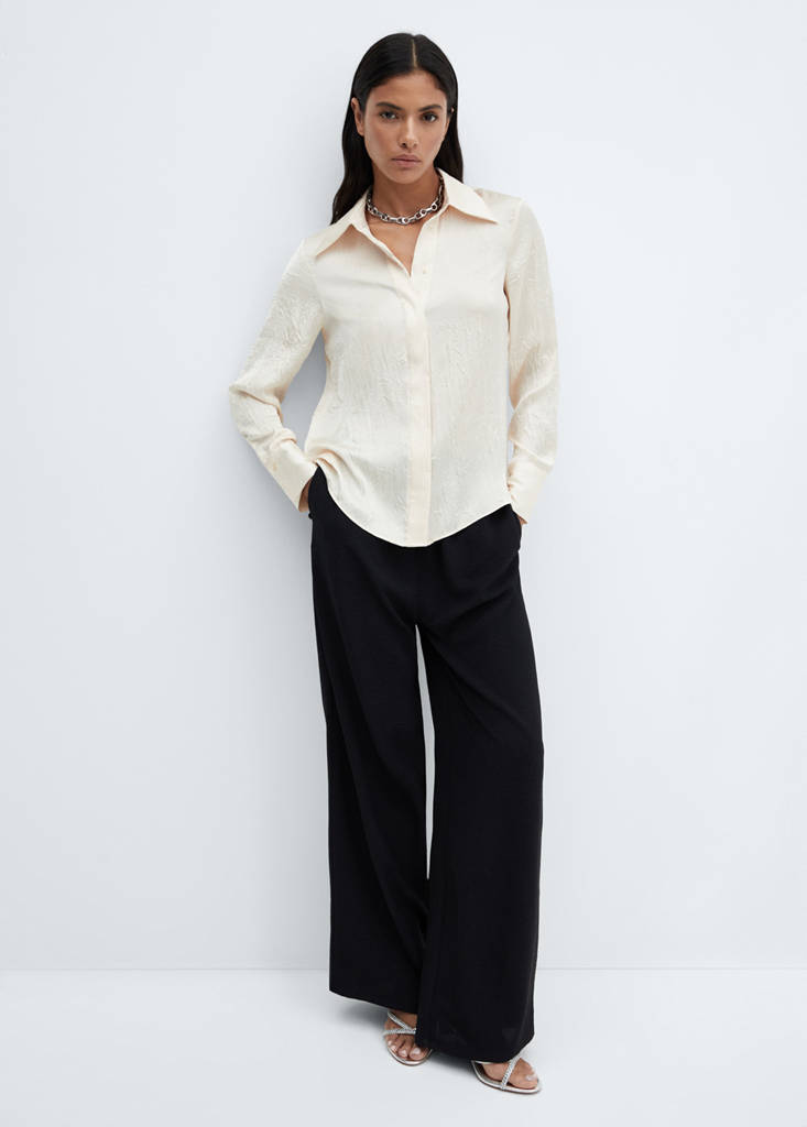 Wide leg trousers with elastic waist — Black