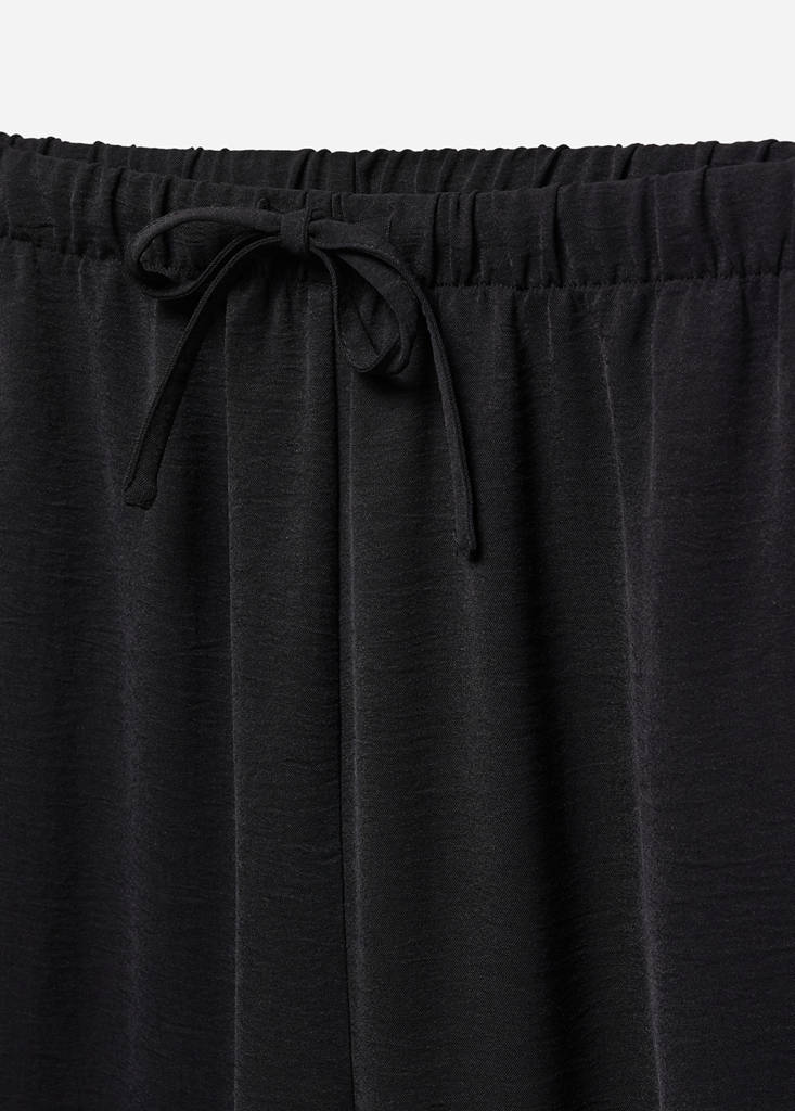 Wide leg trousers with elastic waist — Black