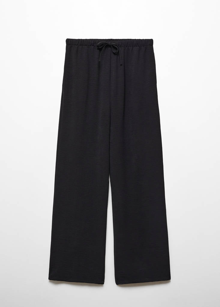 Wide leg trousers with elastic waist — Black