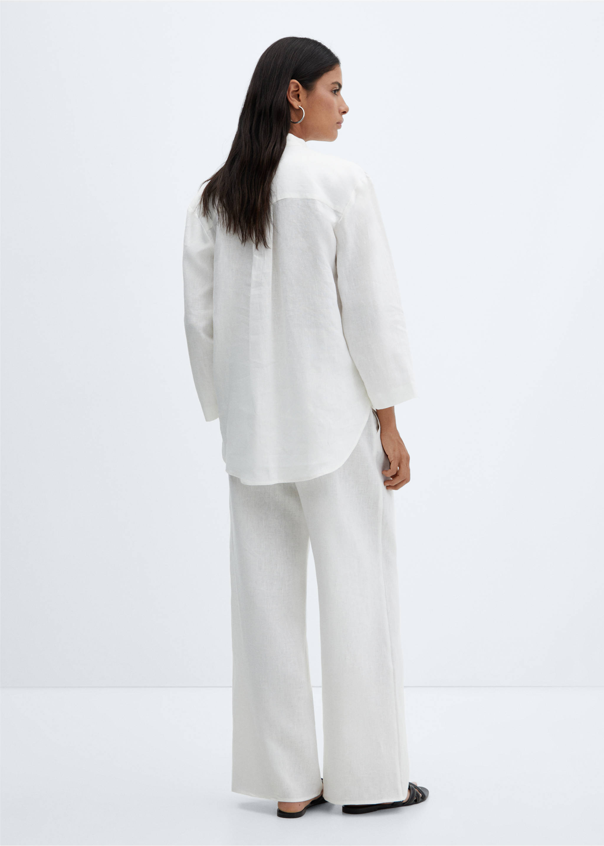 100% linen blouse - Reverse of the article, White. Ref: 67074779-00.