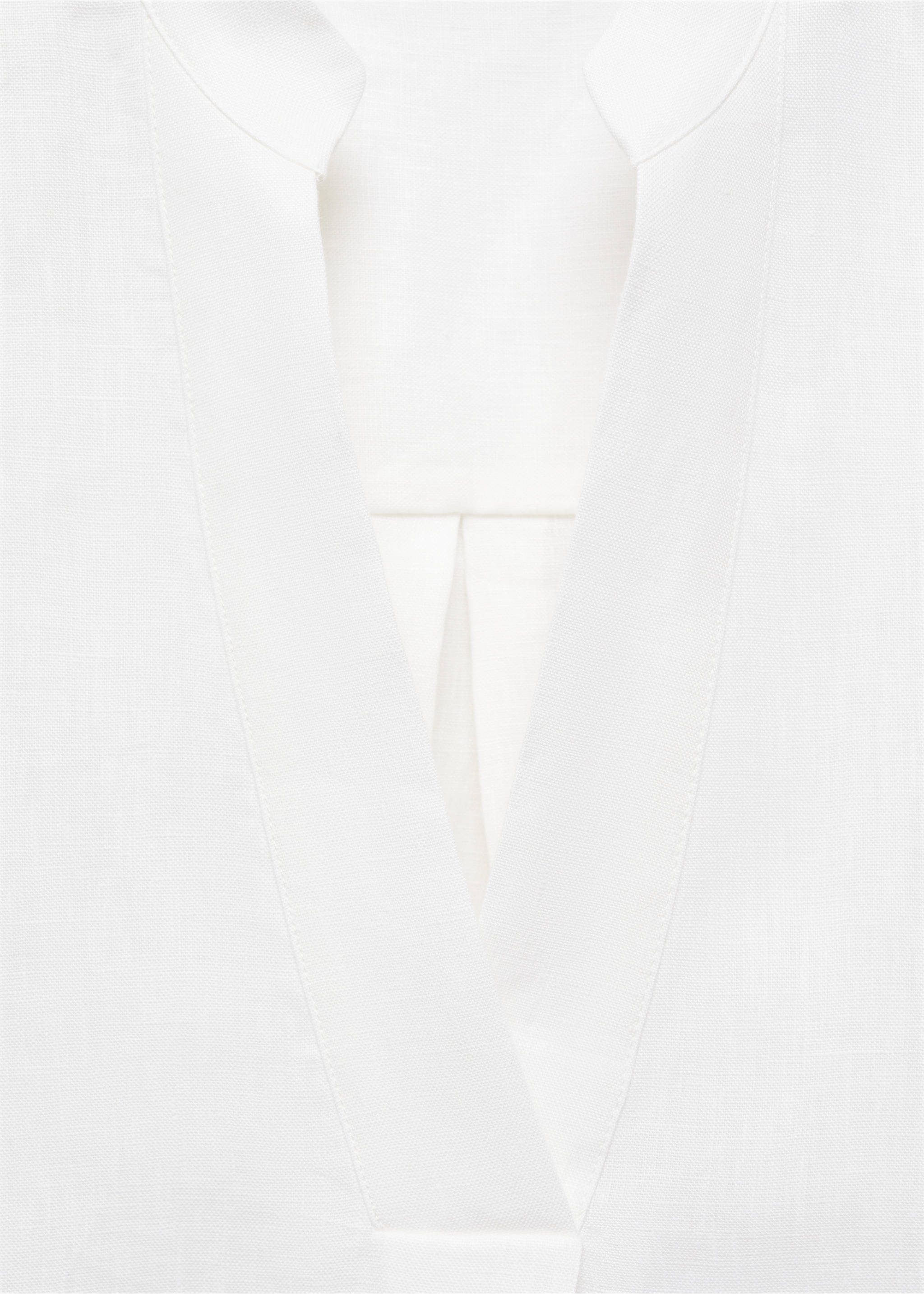 100% linen blouse - Details of the article 8, White. Ref: 67074779-00.