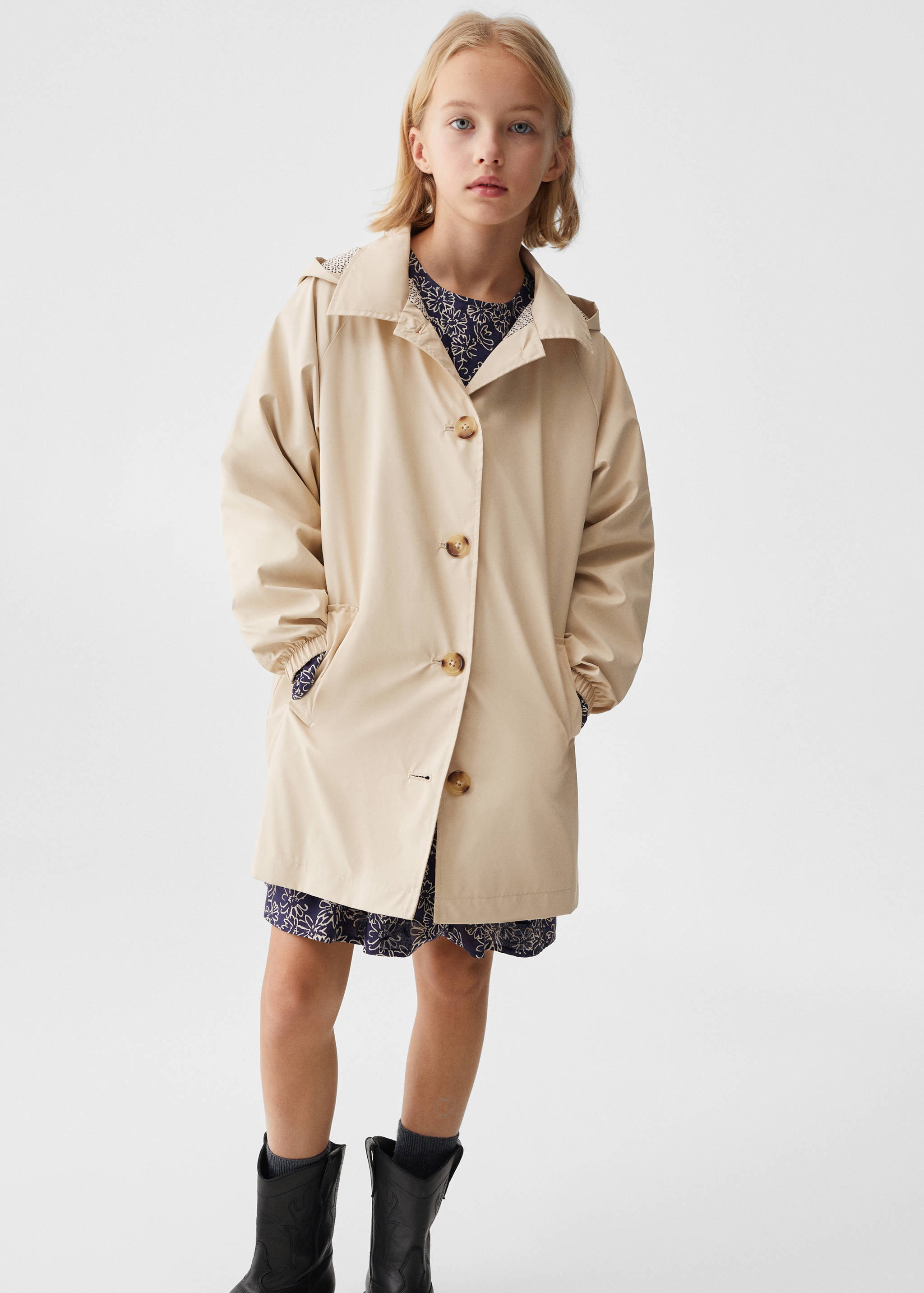 Hooded waterproof trench coat - Medium plane