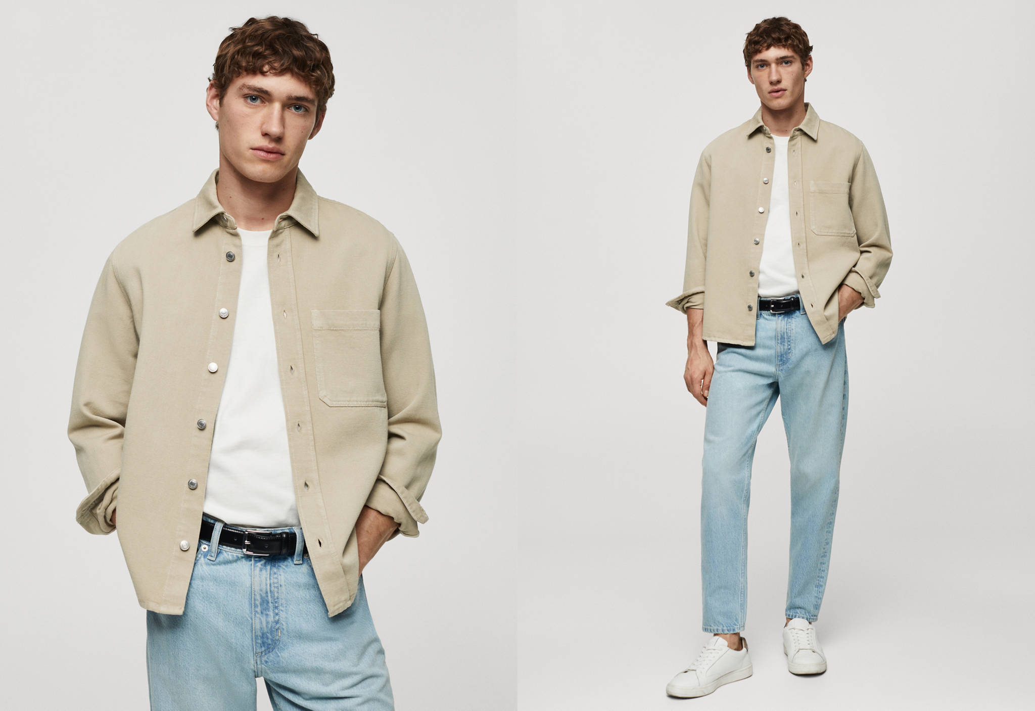 Regular-fit cotton and linen overshirt - Panoramic plane