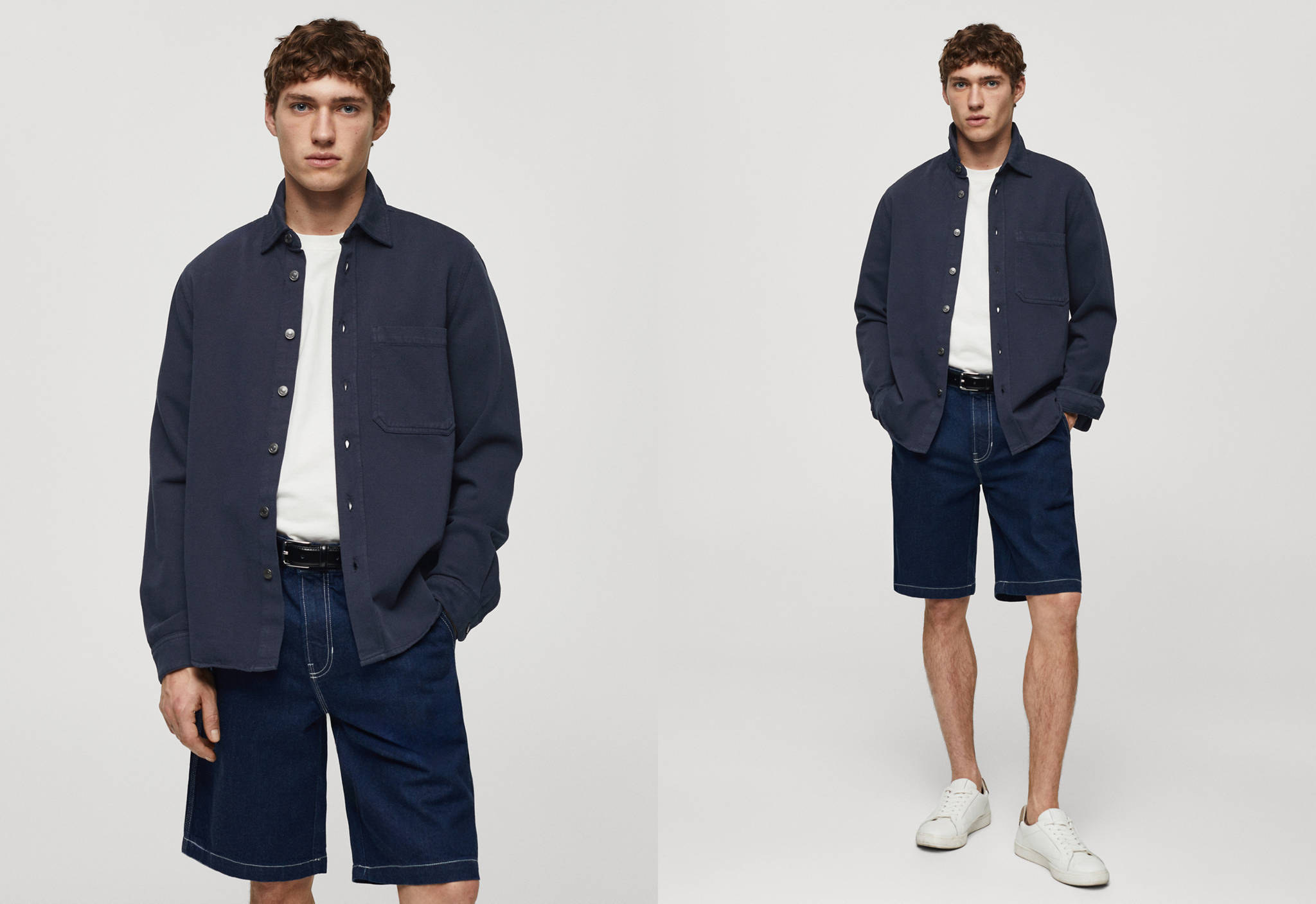 Regular-fit cotton and linen overshirt - Panoramic plane