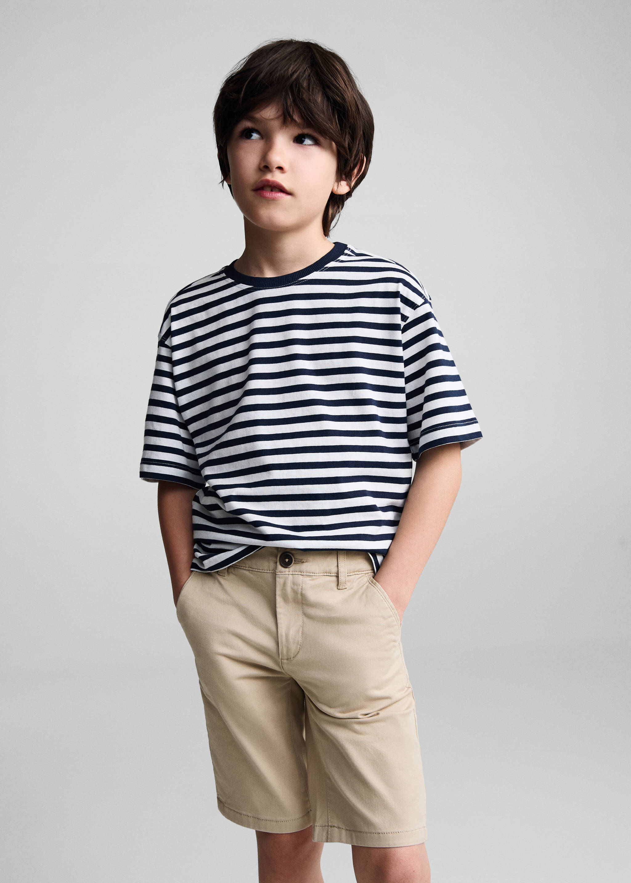 Slim-fit chino cotton bermuda shorts - Medium plane