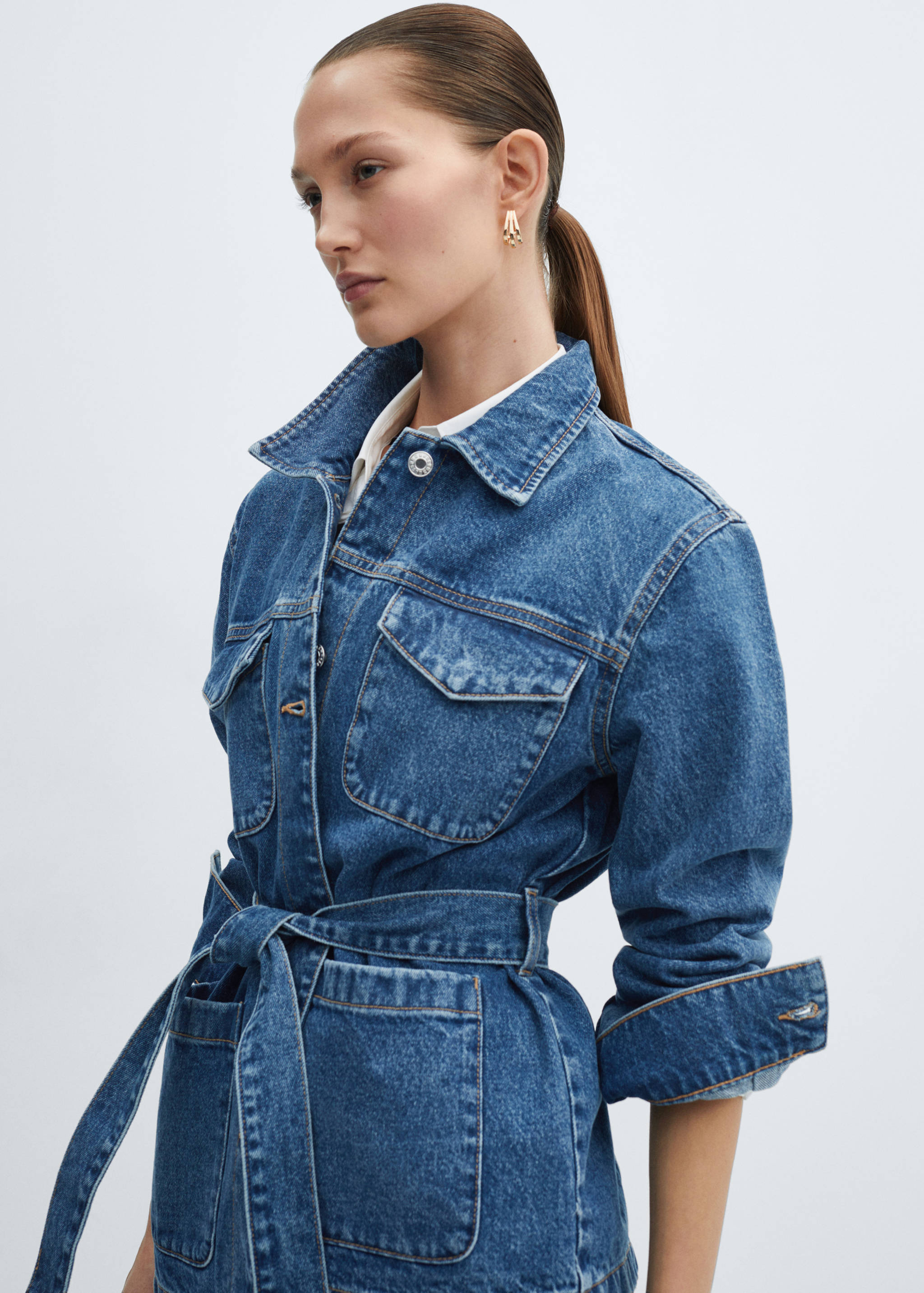 Куртка из денима с поясом - Деталь изделия 6