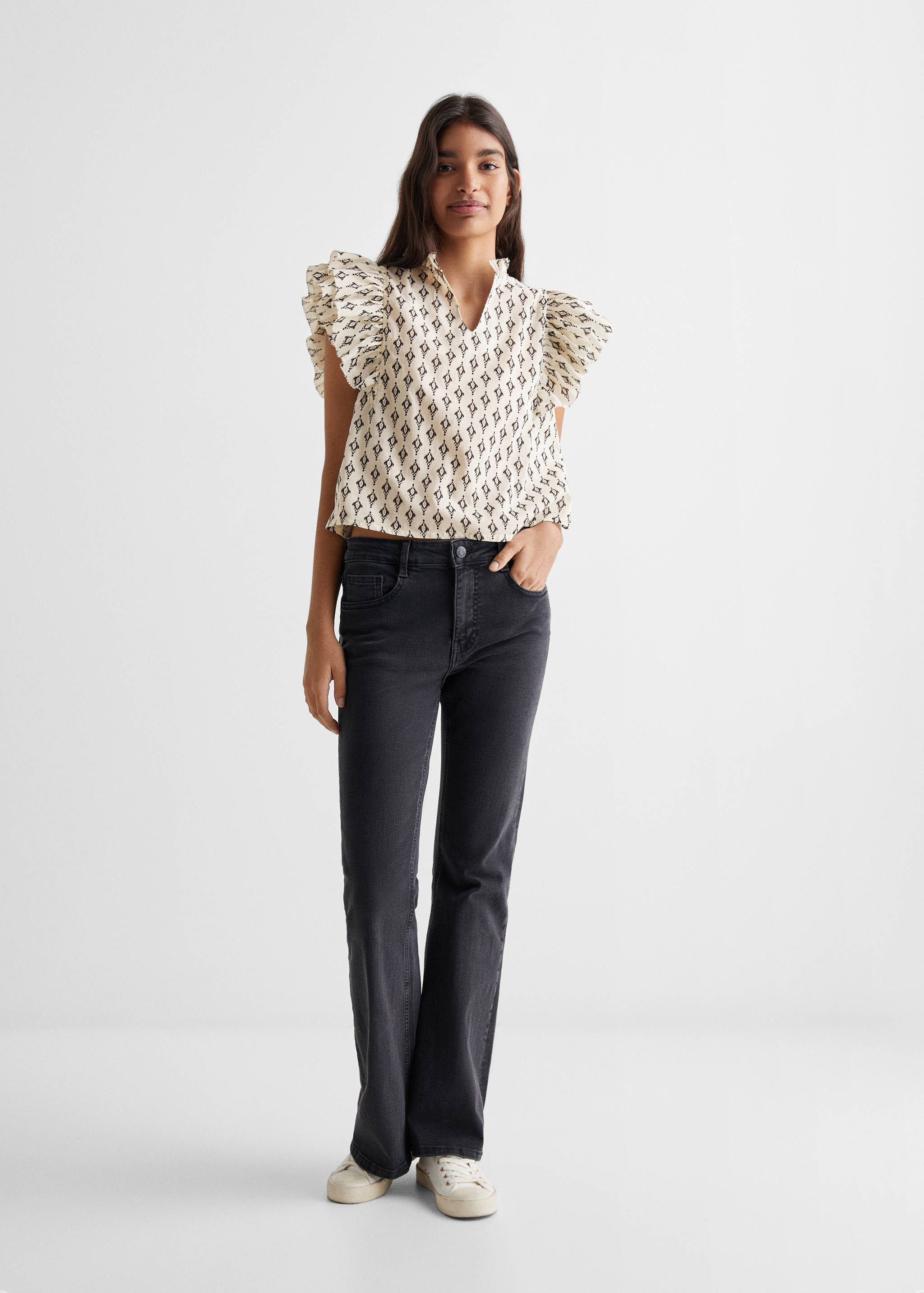 Blouse imprimée à volants - Plan général