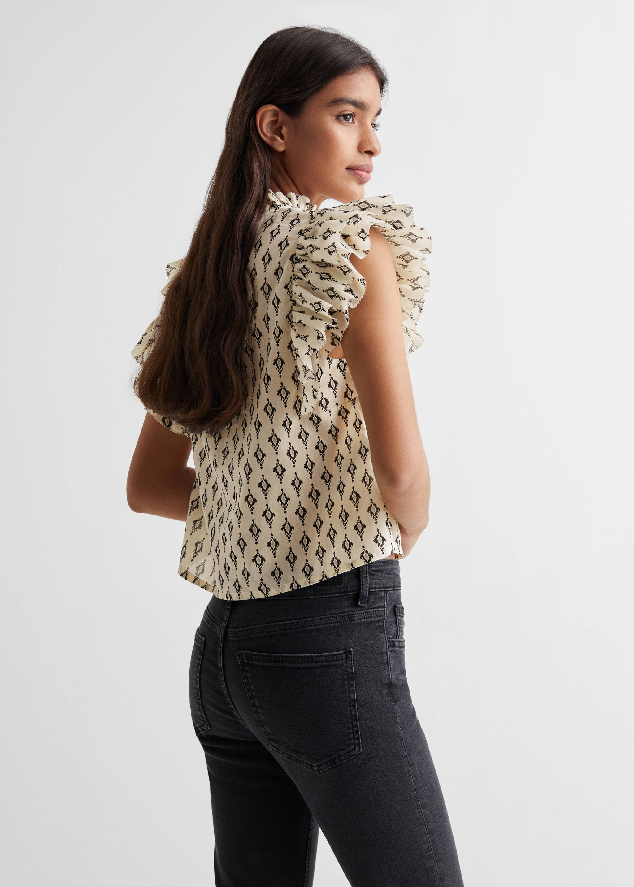 Blouse imprimée à volants - Verso de l’article