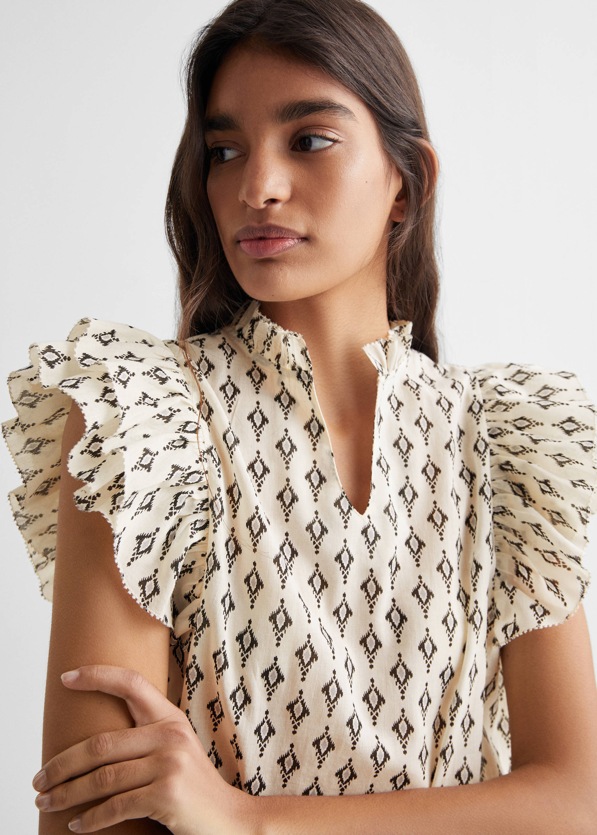 Blouse imprimée à volants - Détail de l'article 1