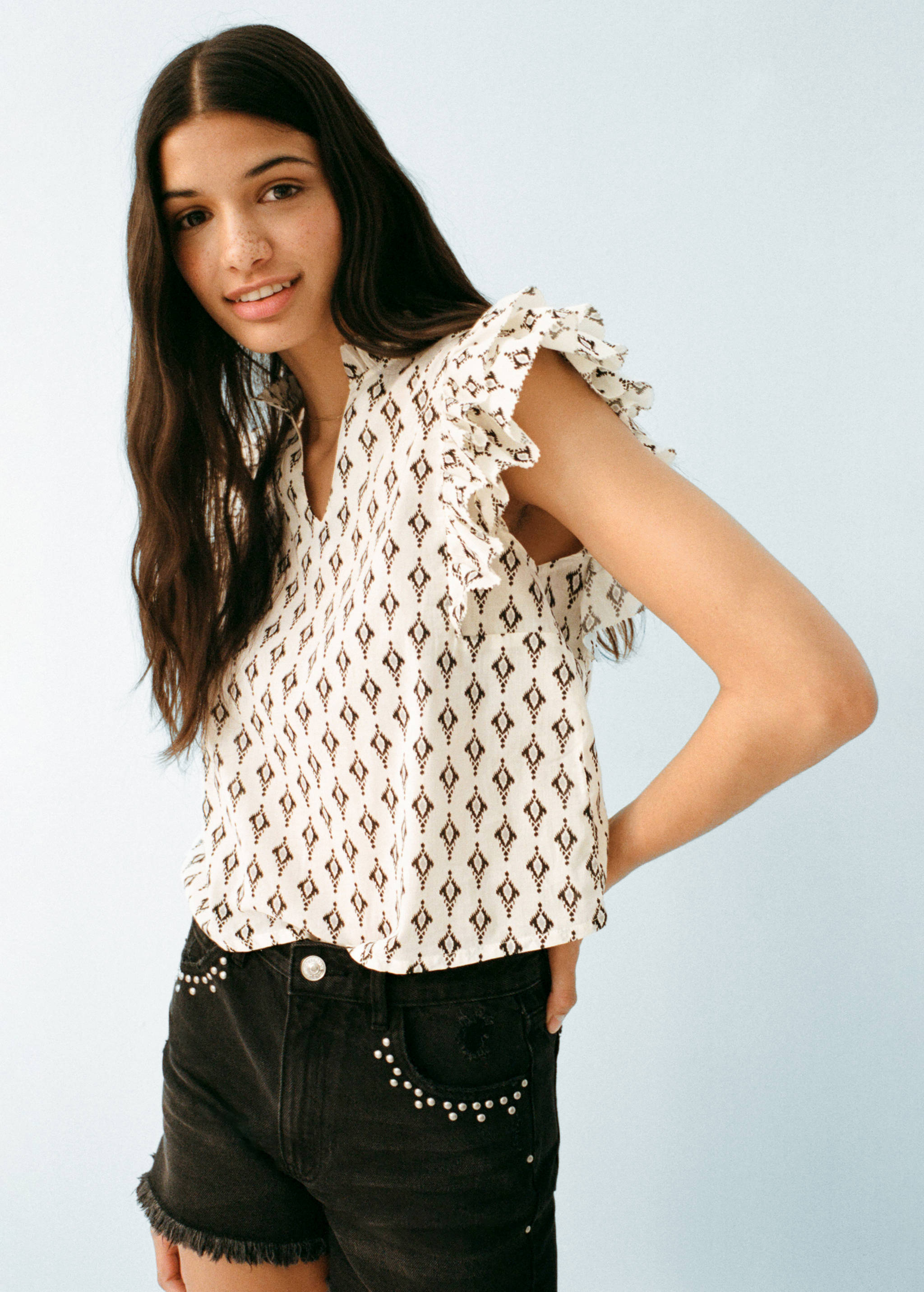 Blouse imprimée à volants - Détail de l'article 5