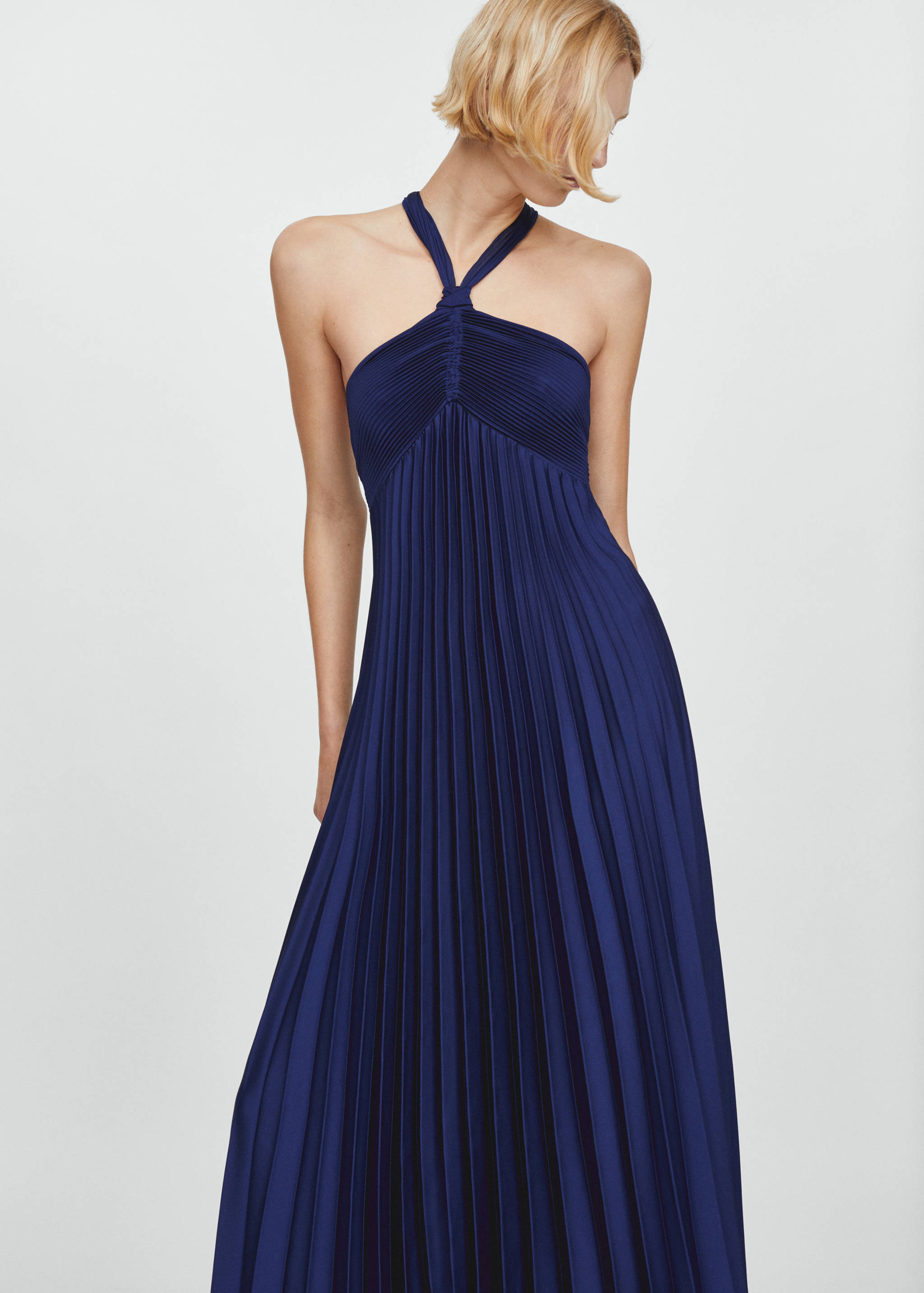 Pleated halter neck dress - Medium plane