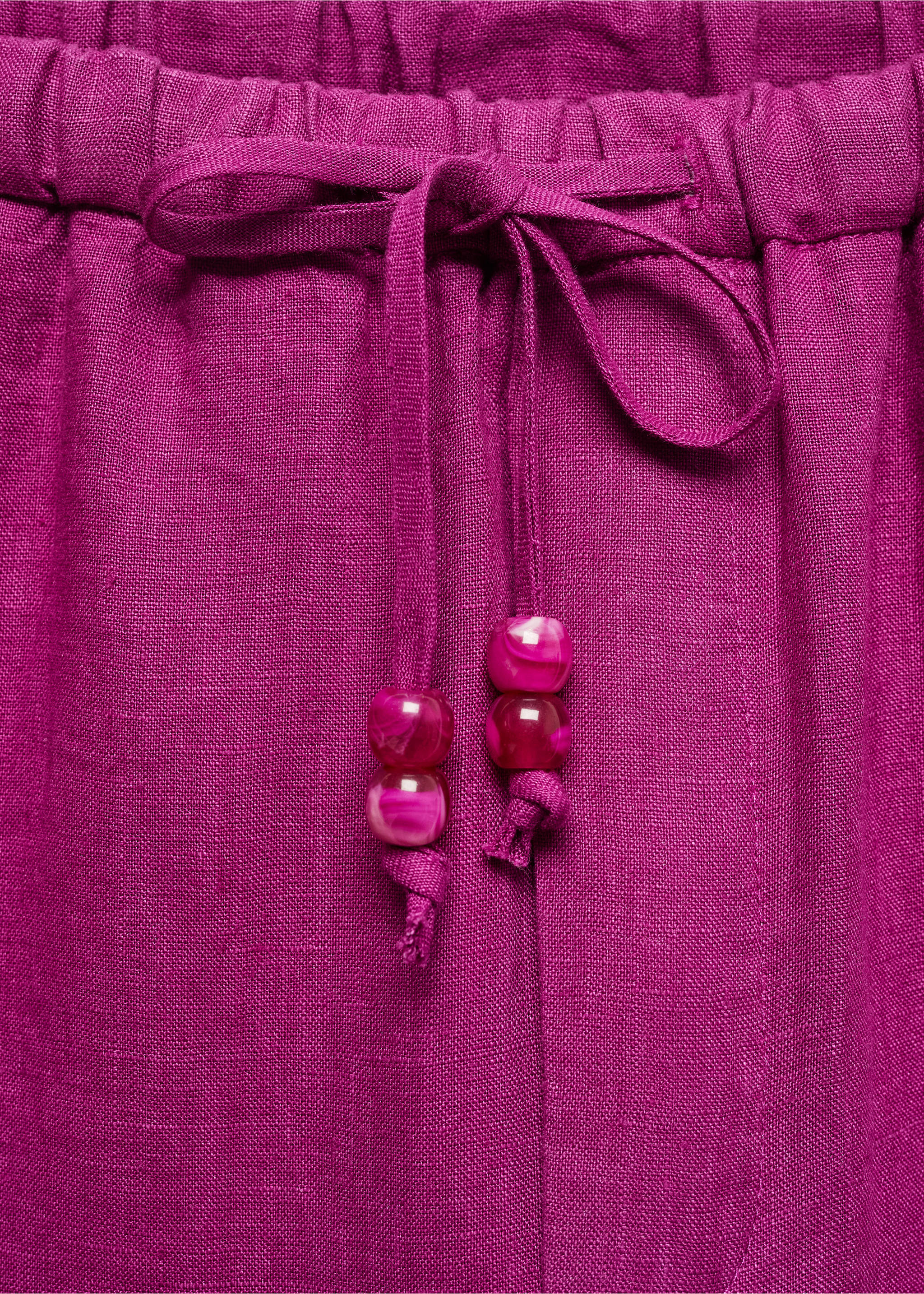 100% linen trousers - Details of the article 8, Fuchsia. Ref: 67075724-00.