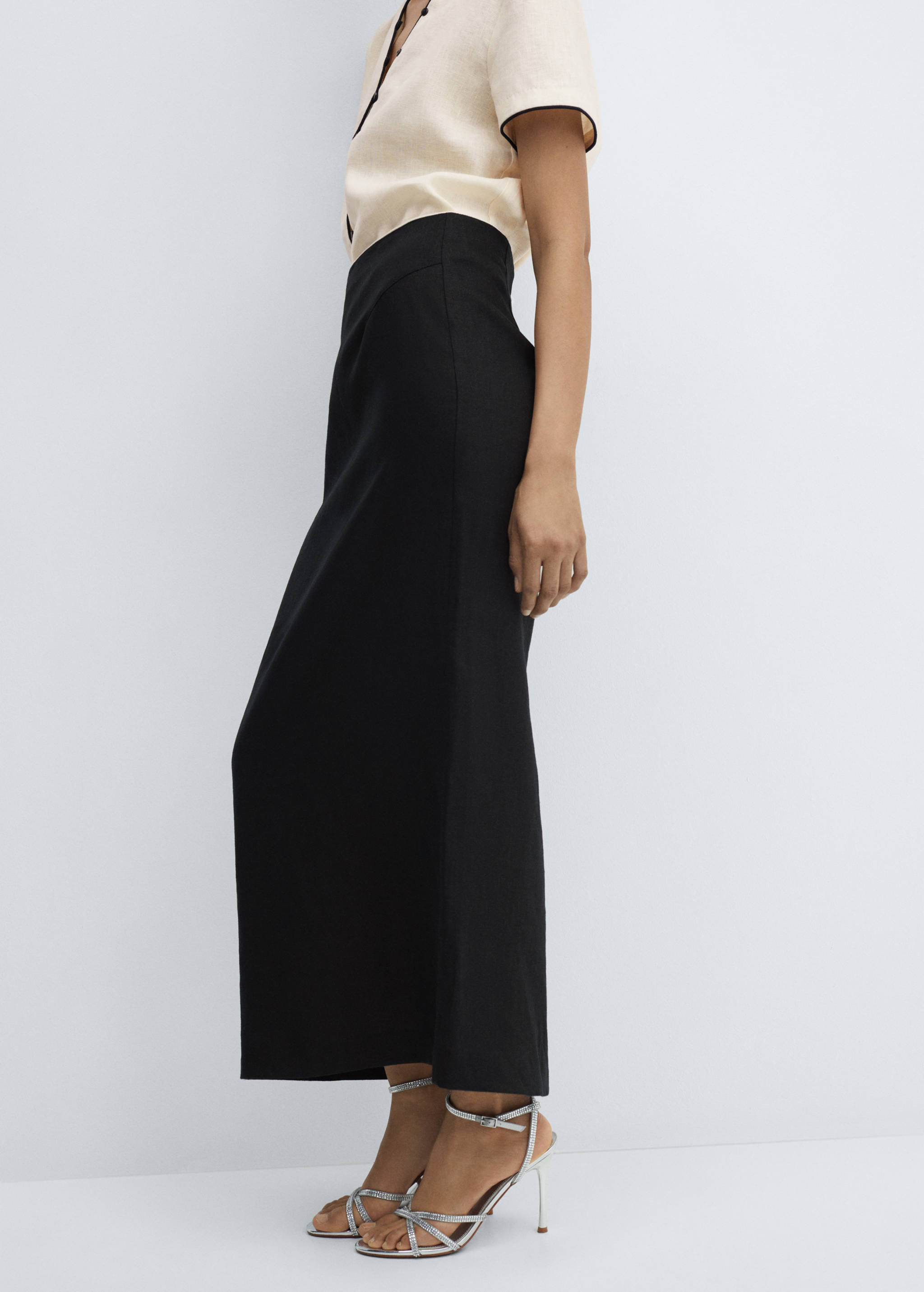 Linen skirt with slit - Medium plane