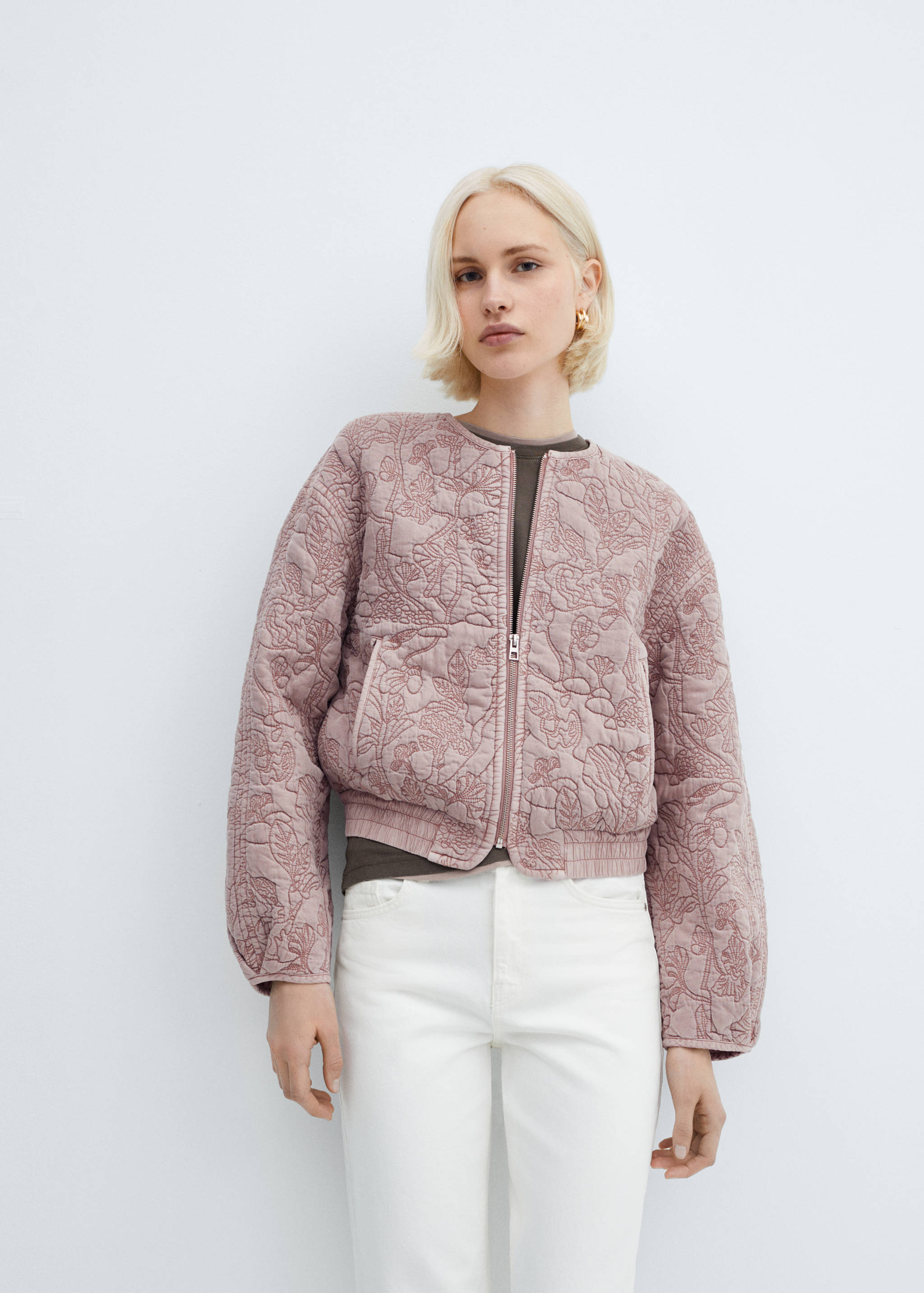 Floral embroidered jacket - Medium plane