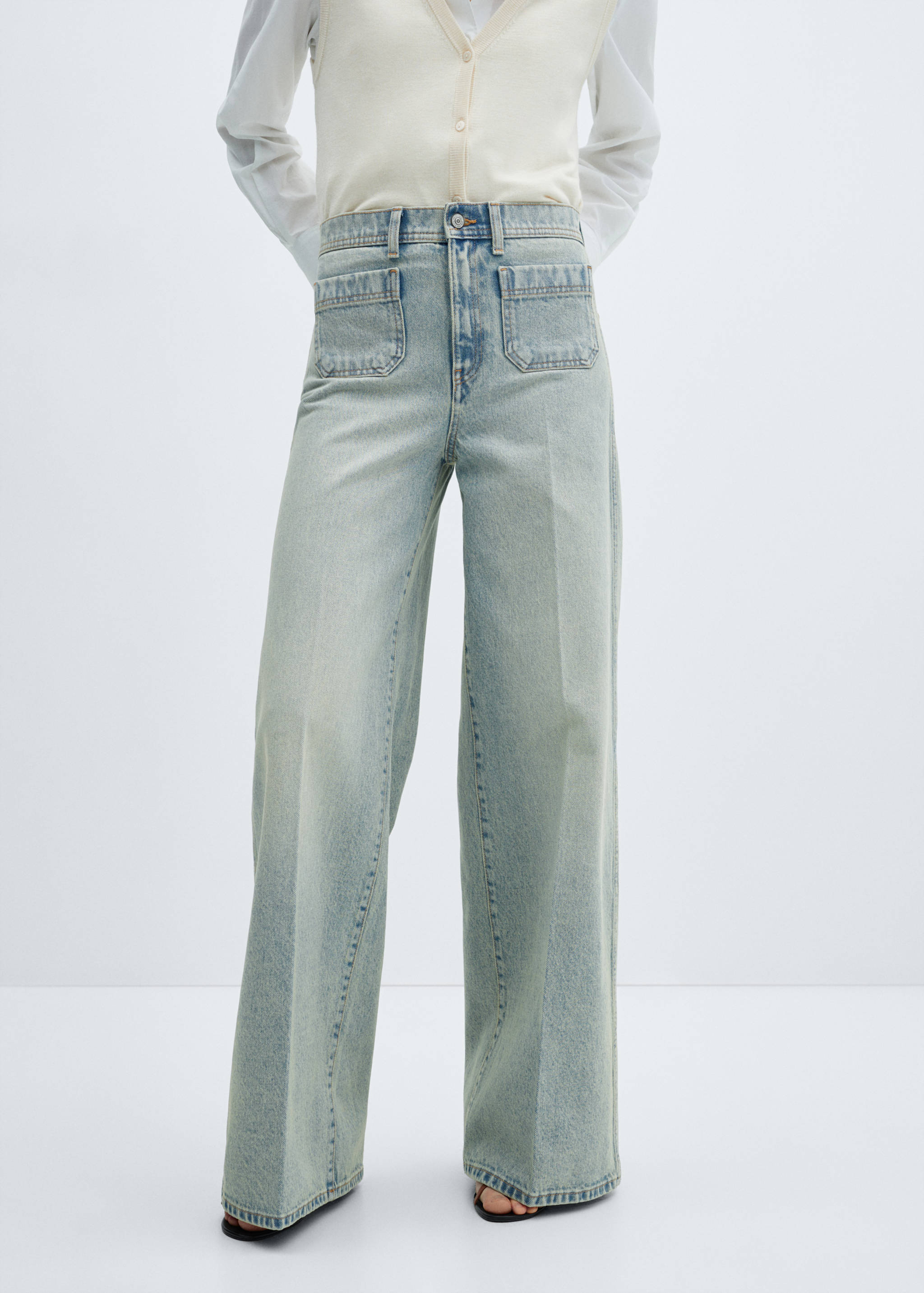 Jeans wideleg bolsillos - Plano medio