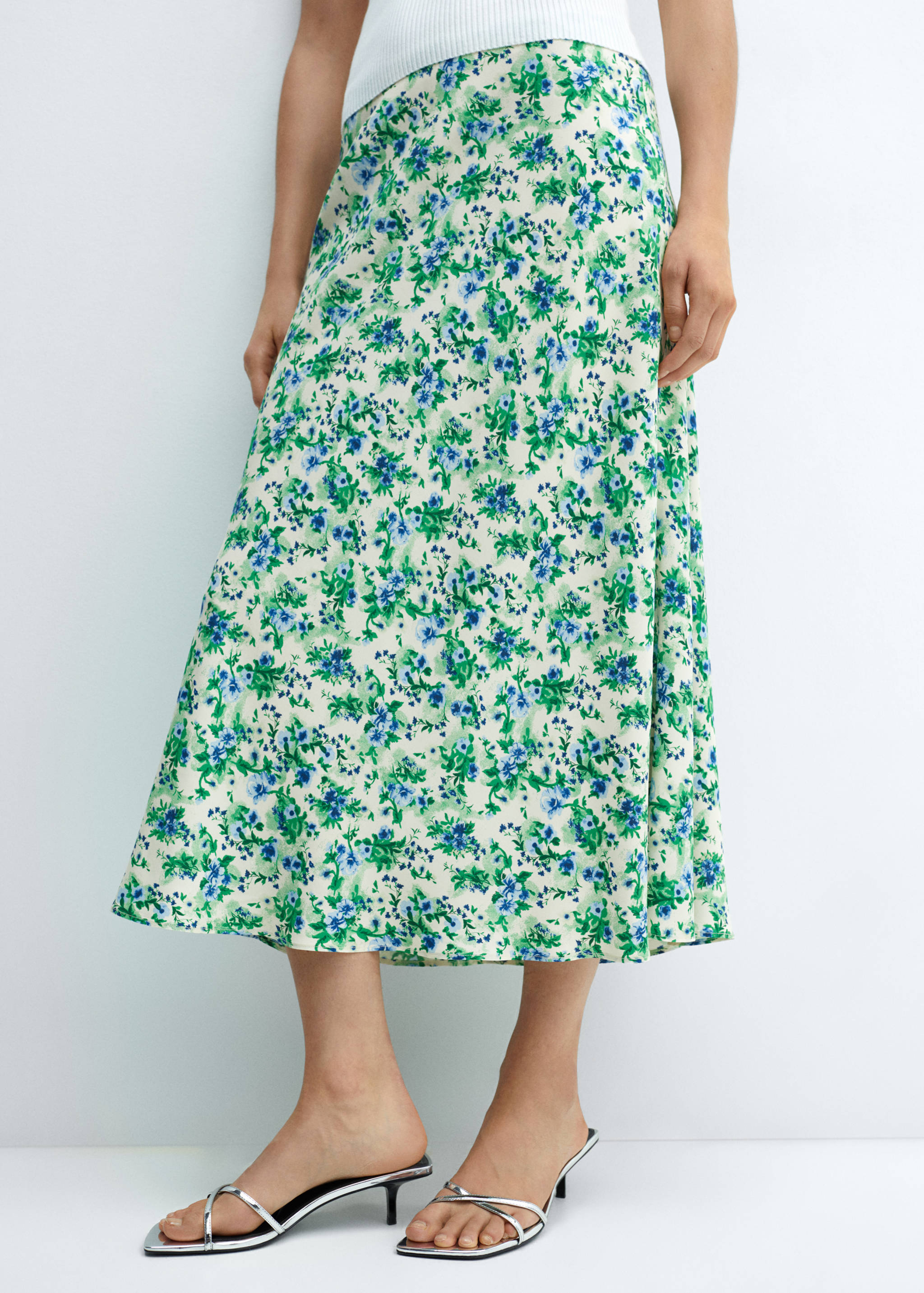 Printed satin skirt - Medium plane