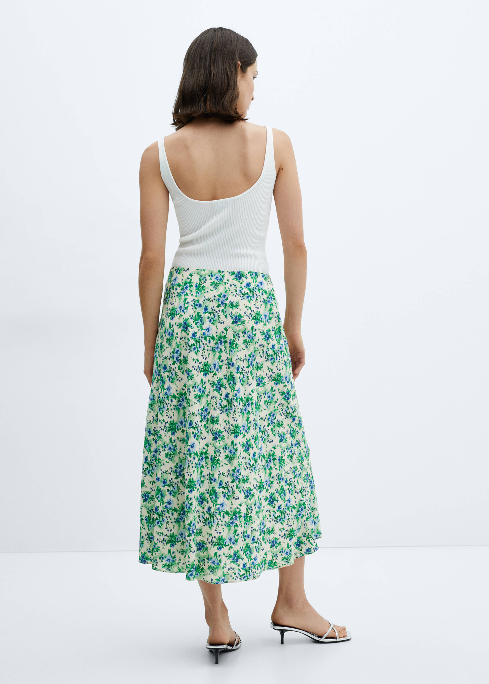 Printed satin skirt - Reverse of the article