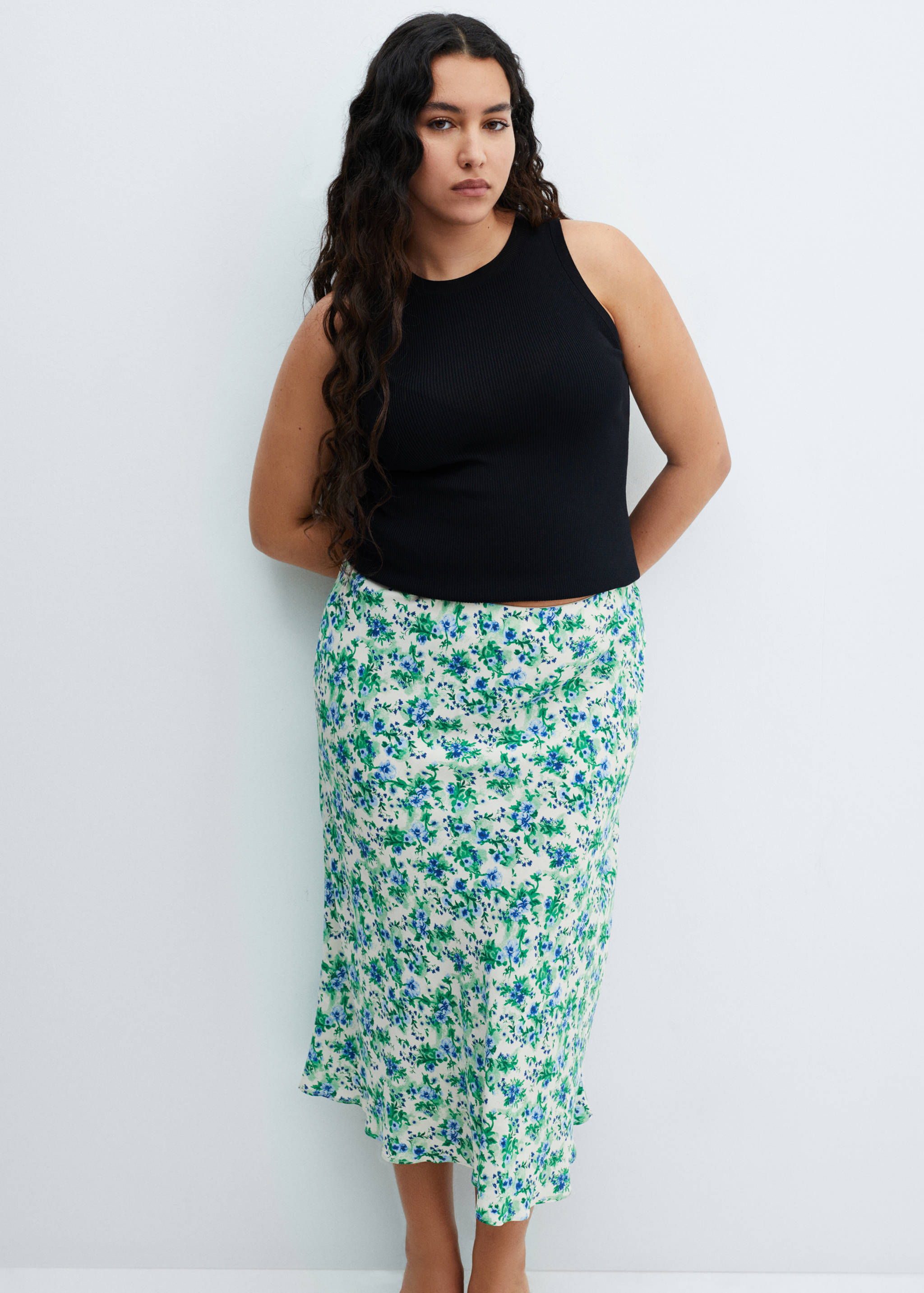 Printed satin skirt - Details of the article 5