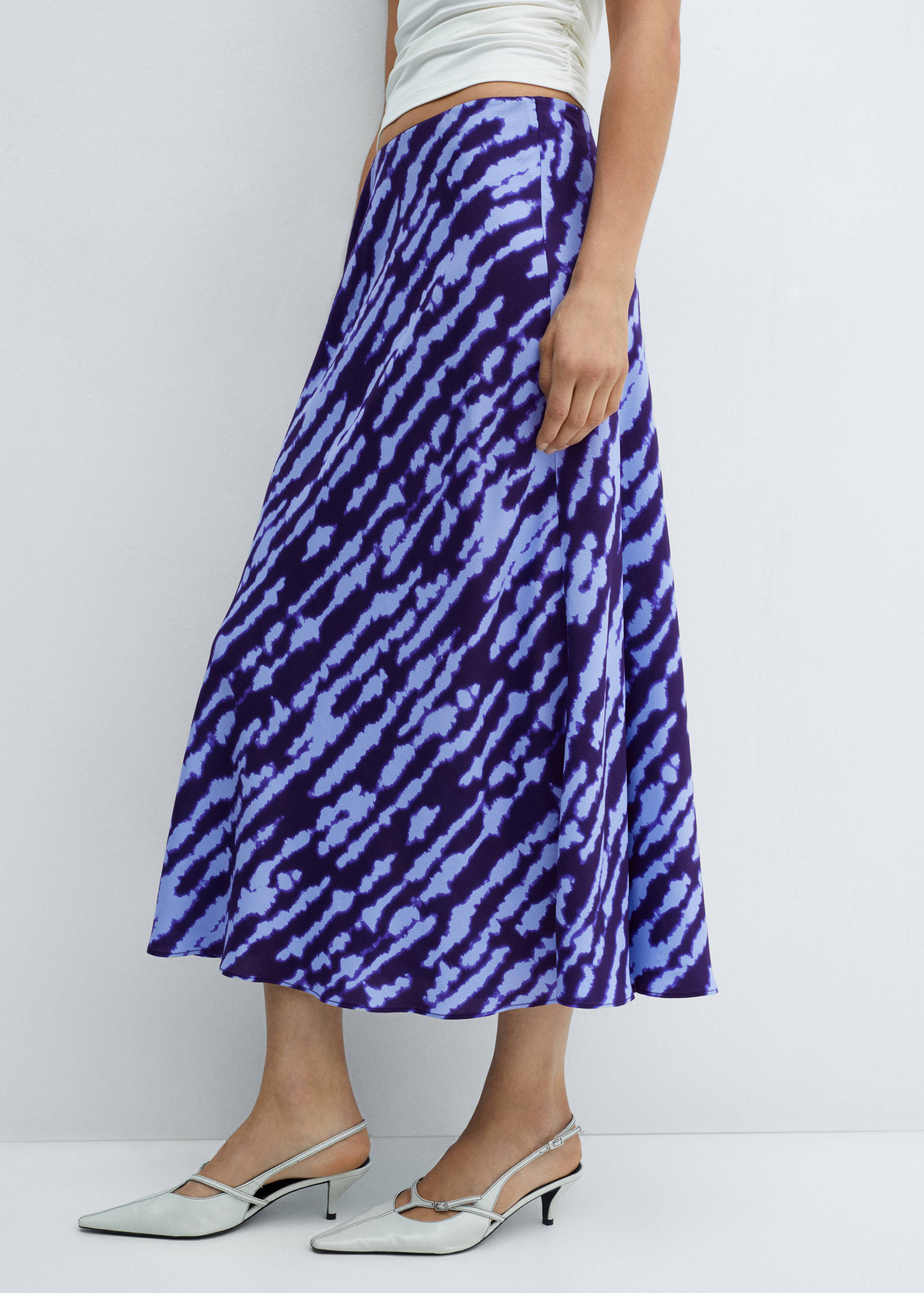 Printed satin skirt - Medium plane