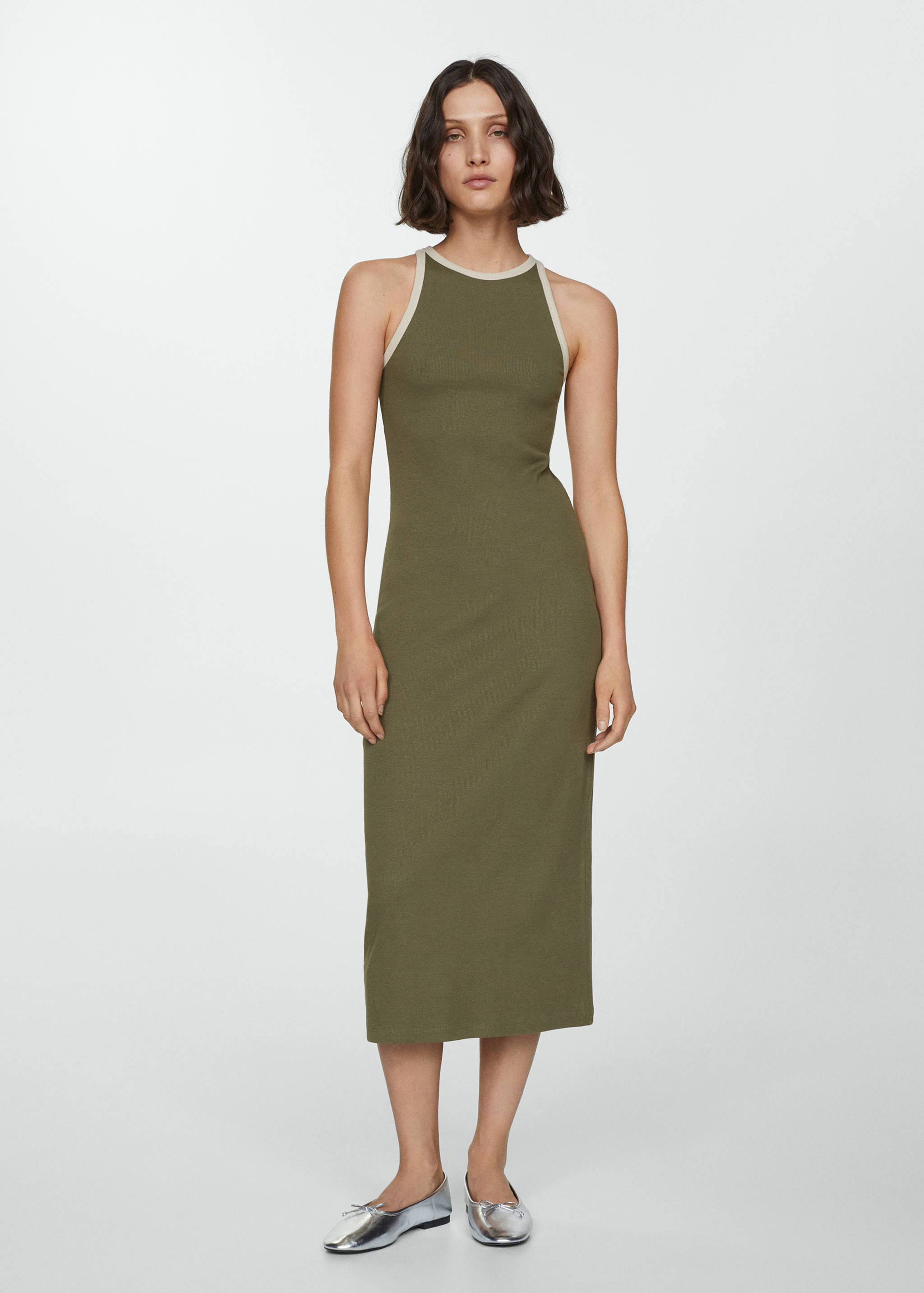 Contrast ribbed knit dress - General plane