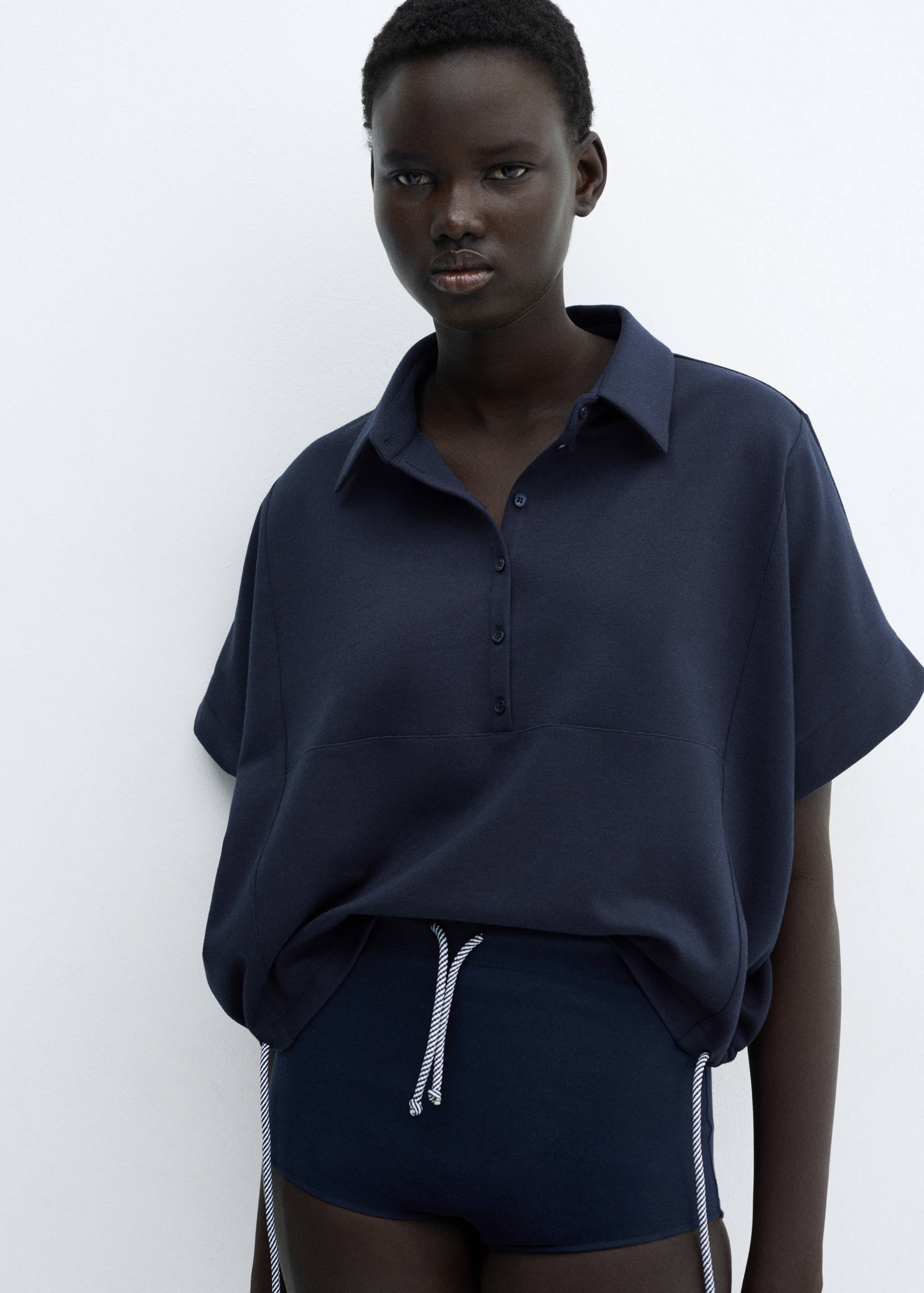 可调节抽绳的Polo 运动衫 - null