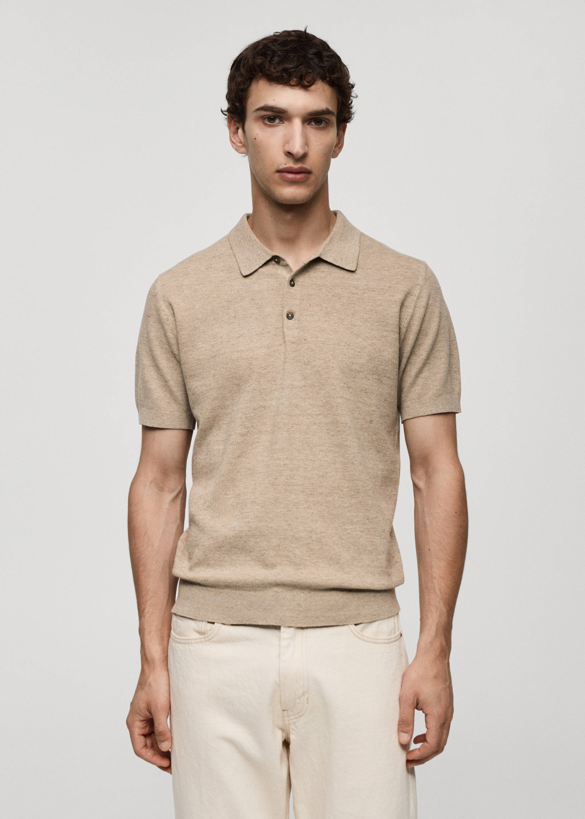 Short-sleeve knitted polo shirt - Medium plane
