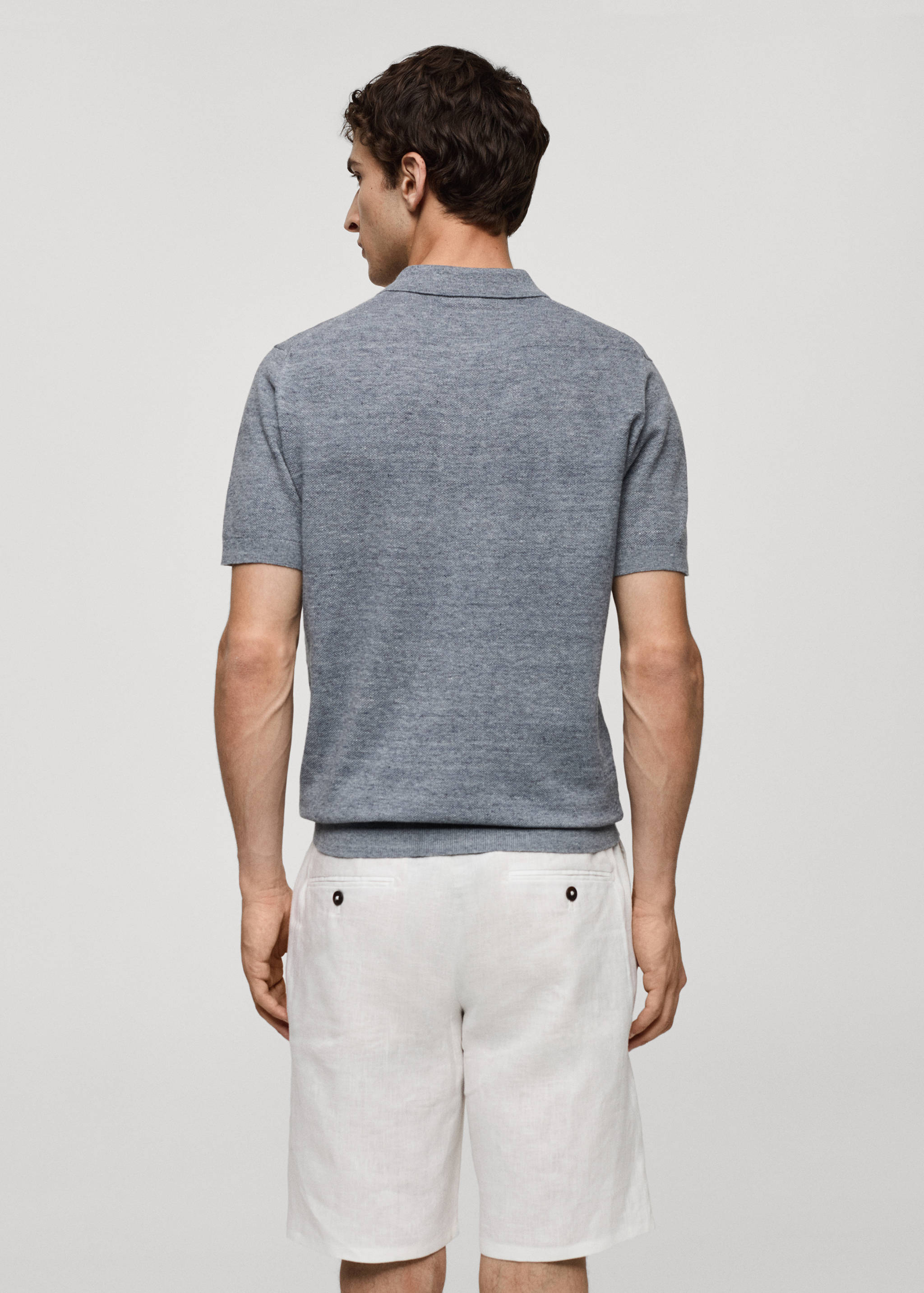Short-sleeve knitted polo shirt - Reverse of the article