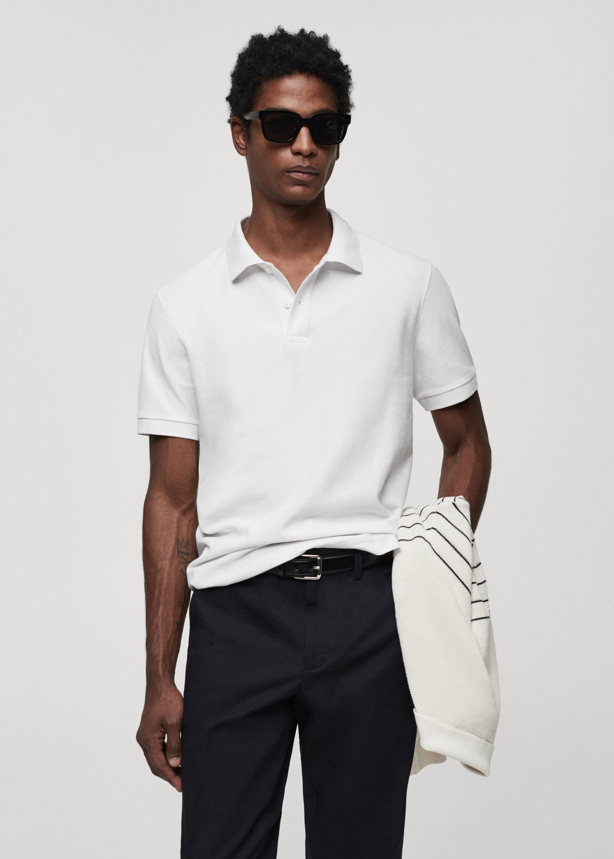 100% cotton pique polo shirt - Medium plane