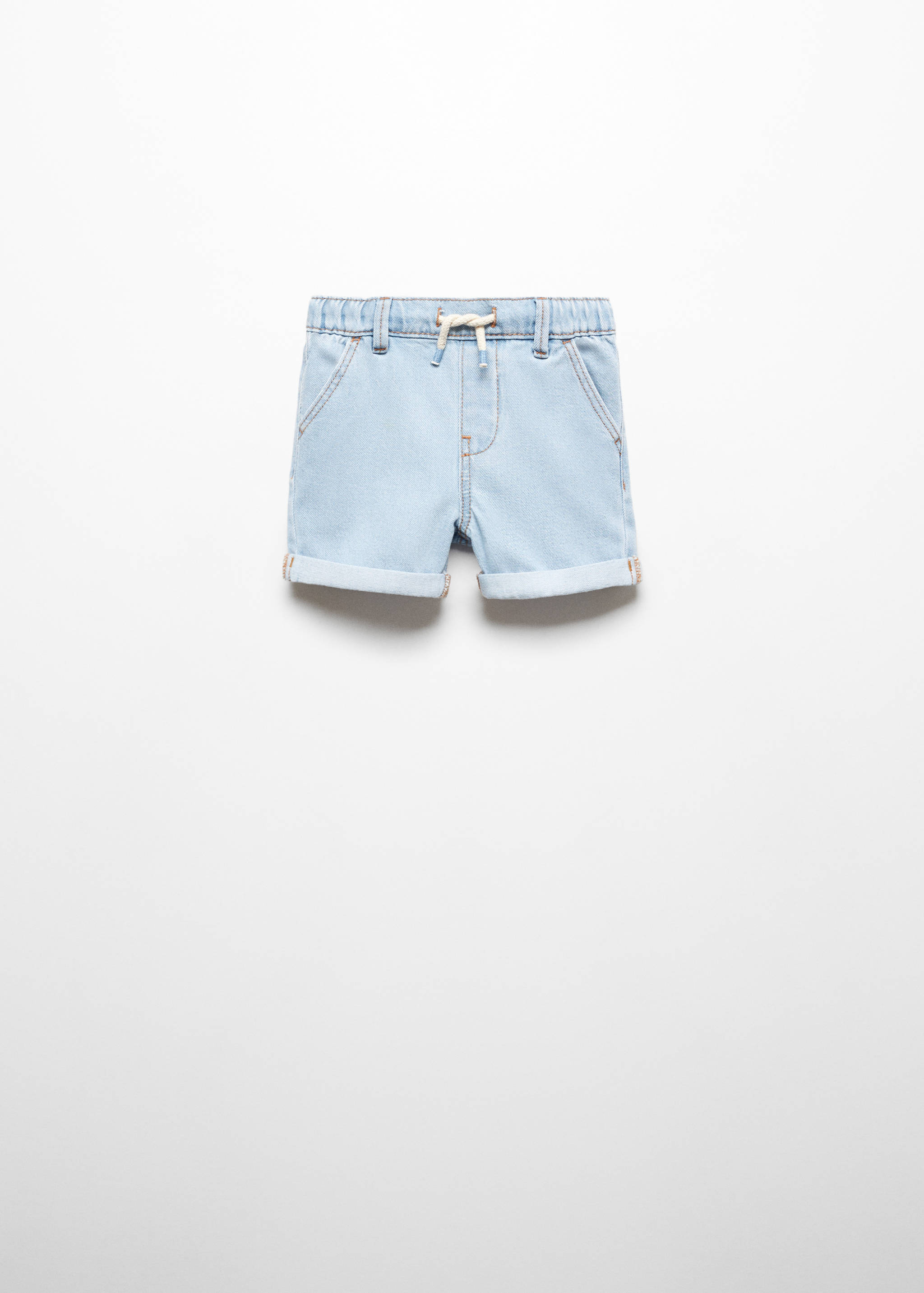 Джинсовые бермуды с эластичным поясом - Изделие без модели