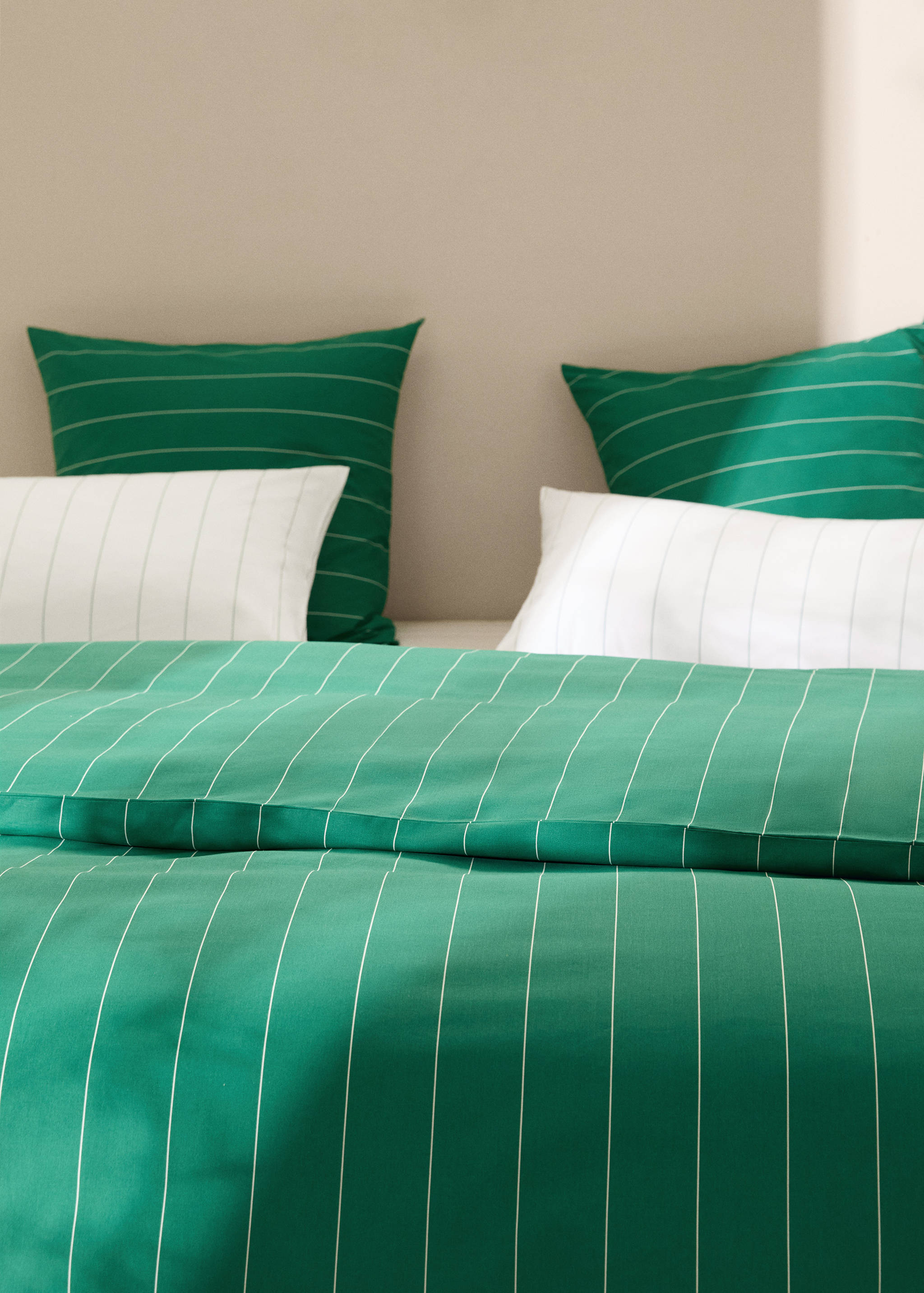 Striped printed cotton duvet cover for superking bed - Details of the article 7