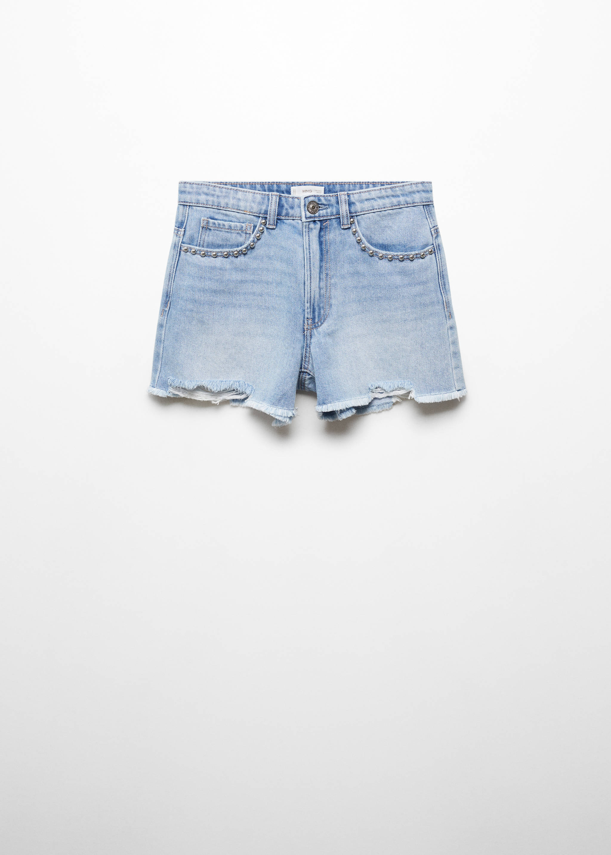 Decorative ripped denim shorts - Article without model