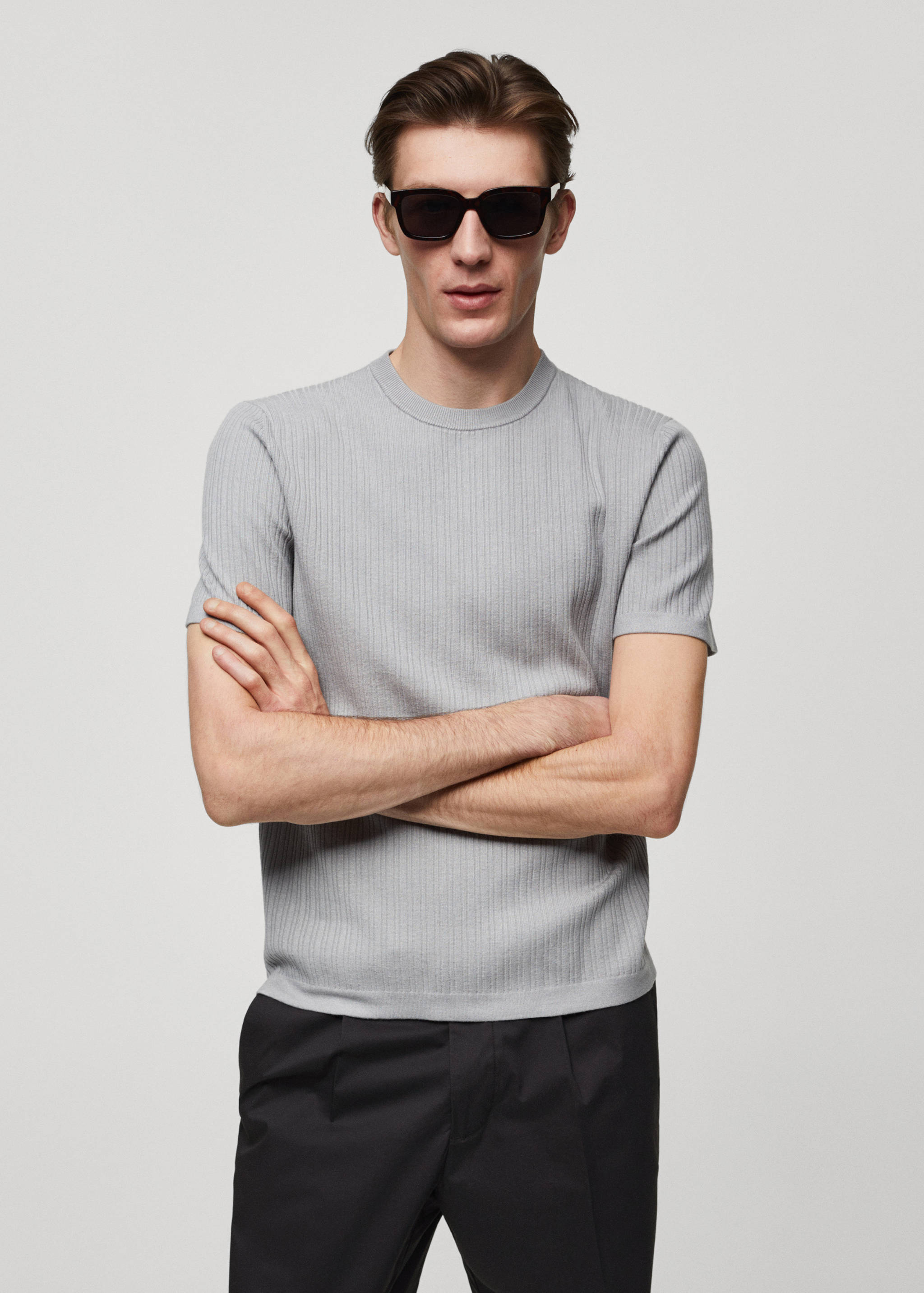 Ribbed  knit t-shirt - Medium plane