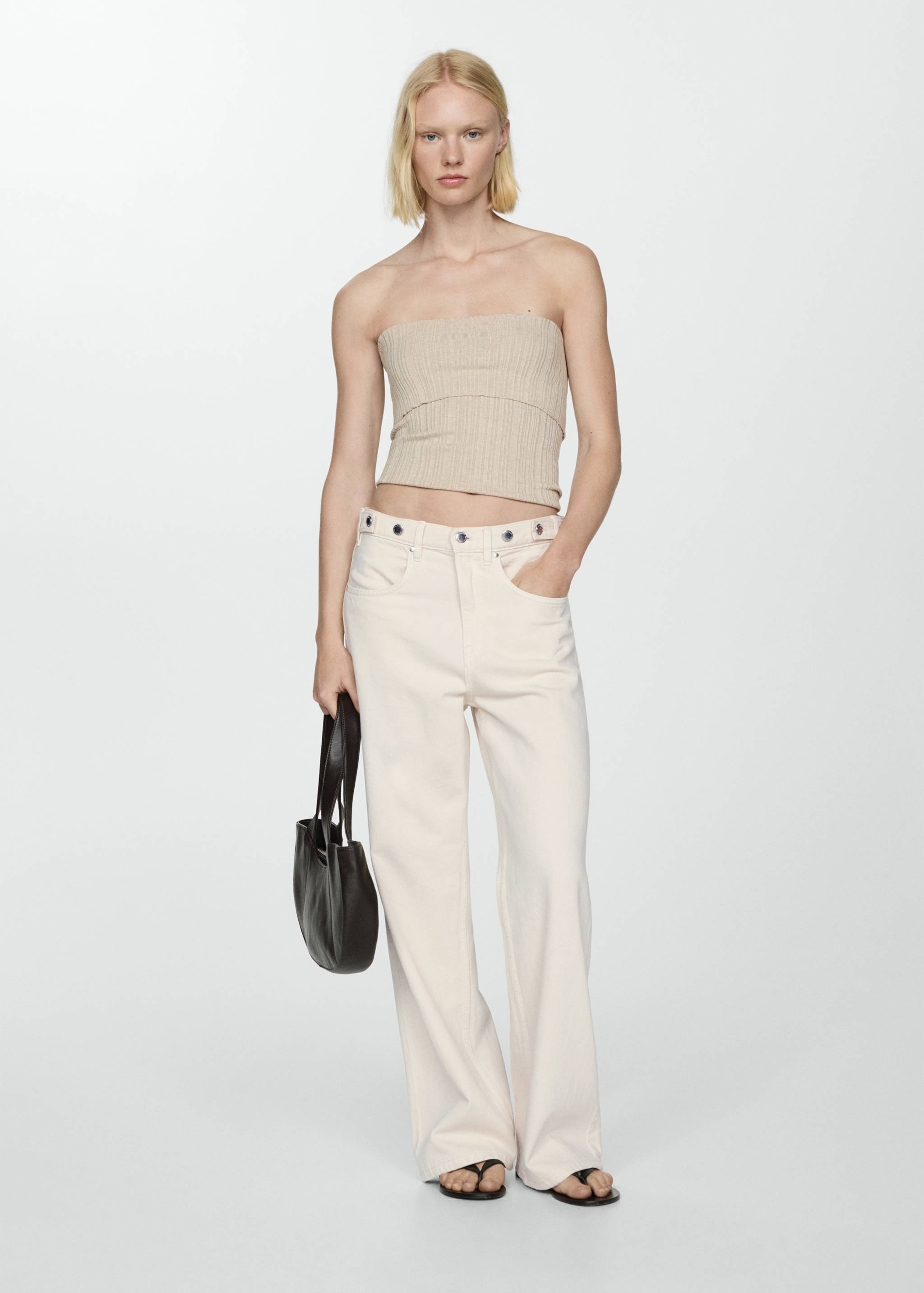 Wide leg jeans with multi-position buttons - General plane