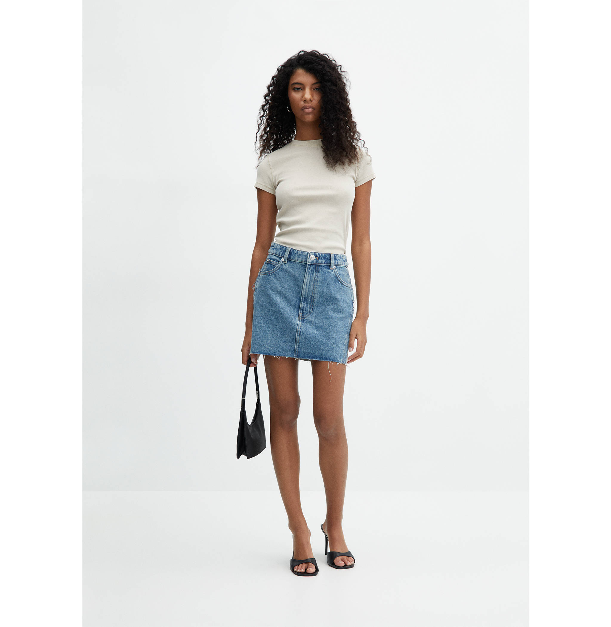 Two-tone denim mini-skirt - General plane