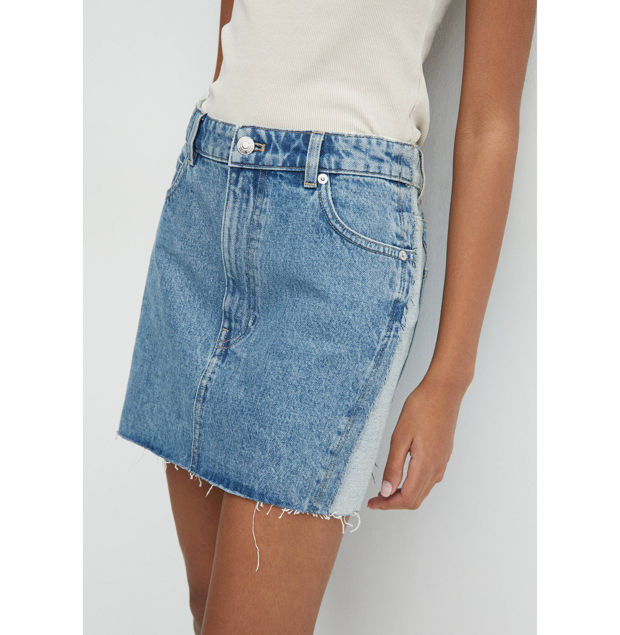 Two-tone denim mini-skirt - Medium plane