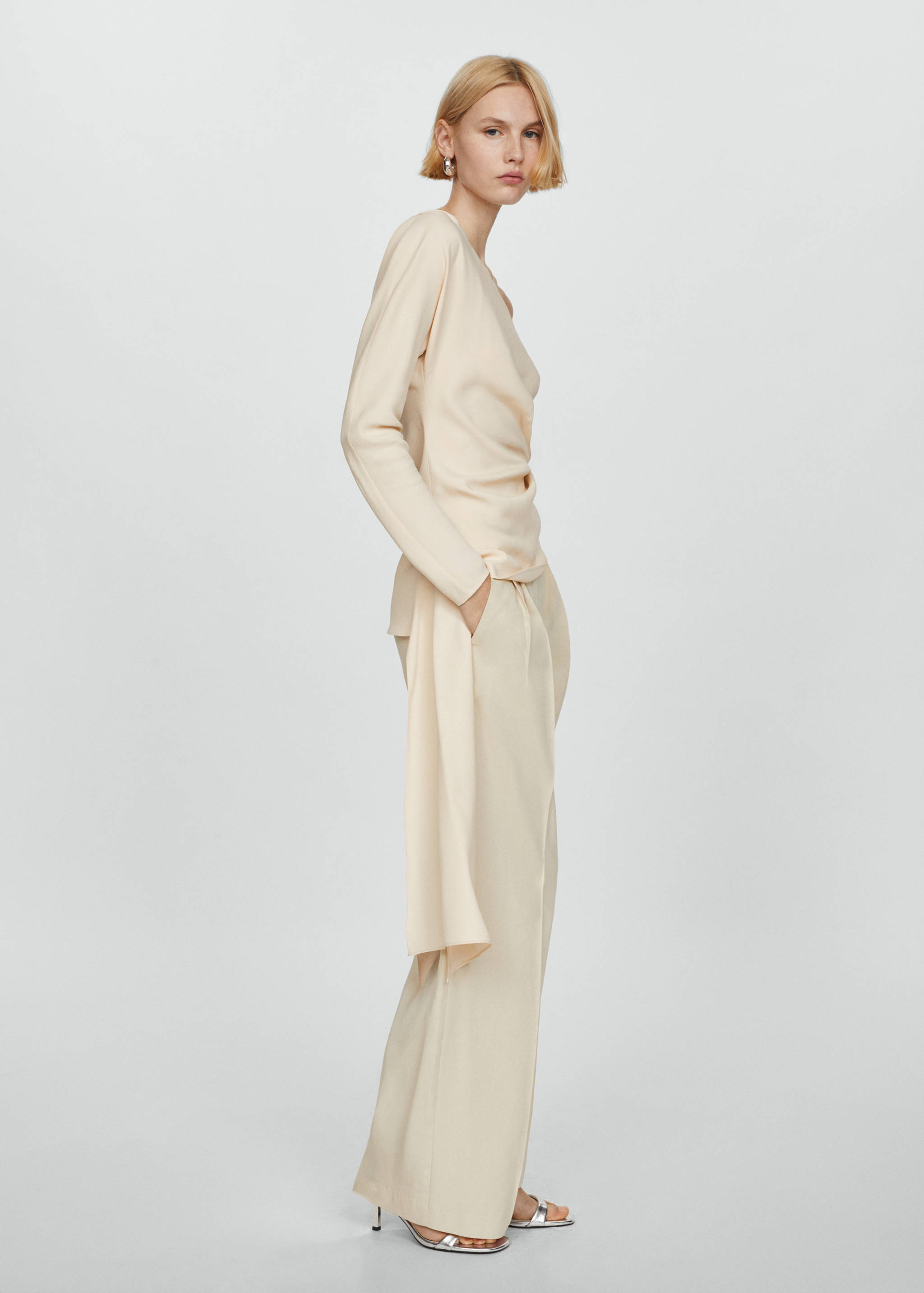 Asymmetrical blouse with draped detail - General plane