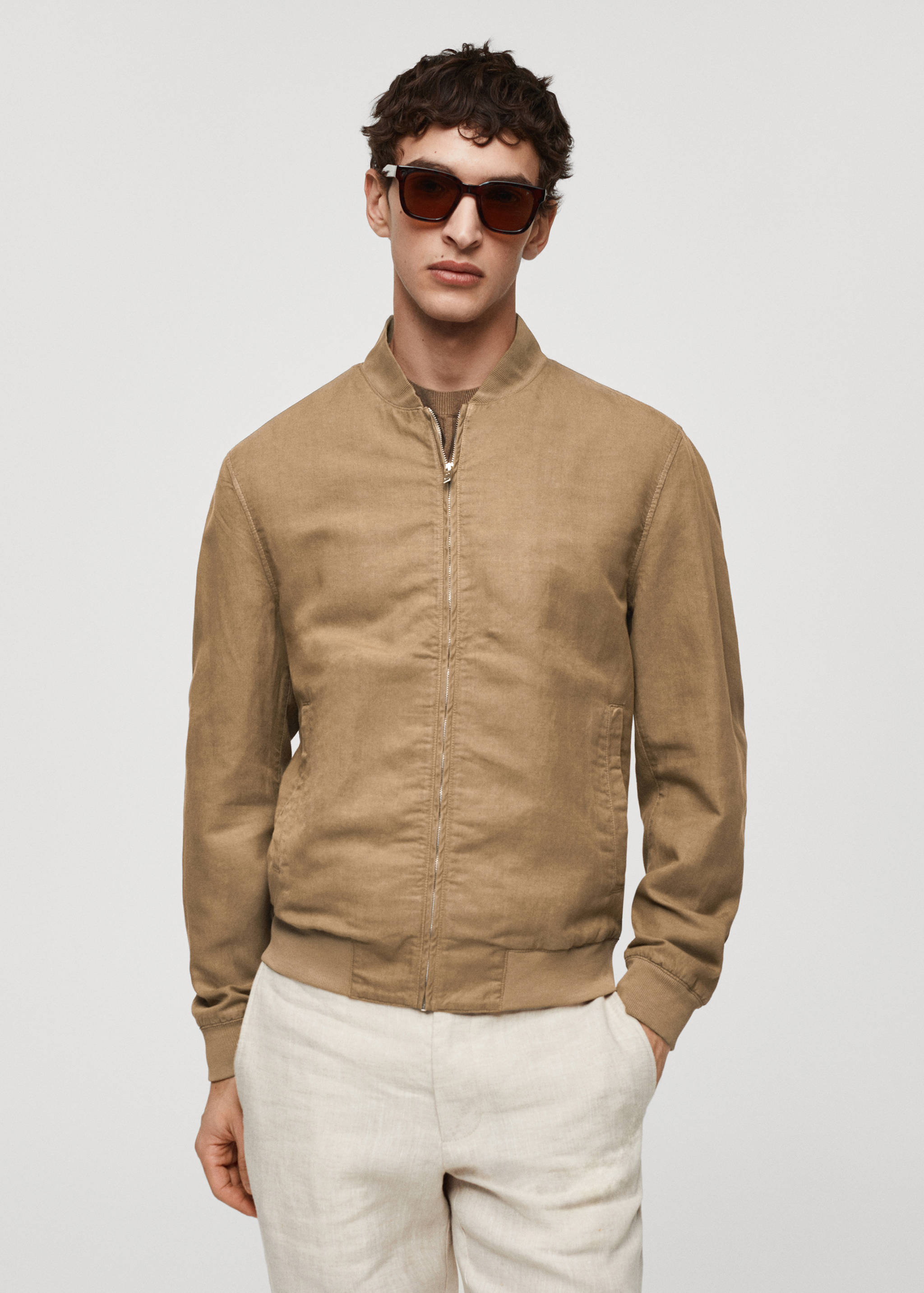 Chaqueta bomber lyocell lino - Plano medio