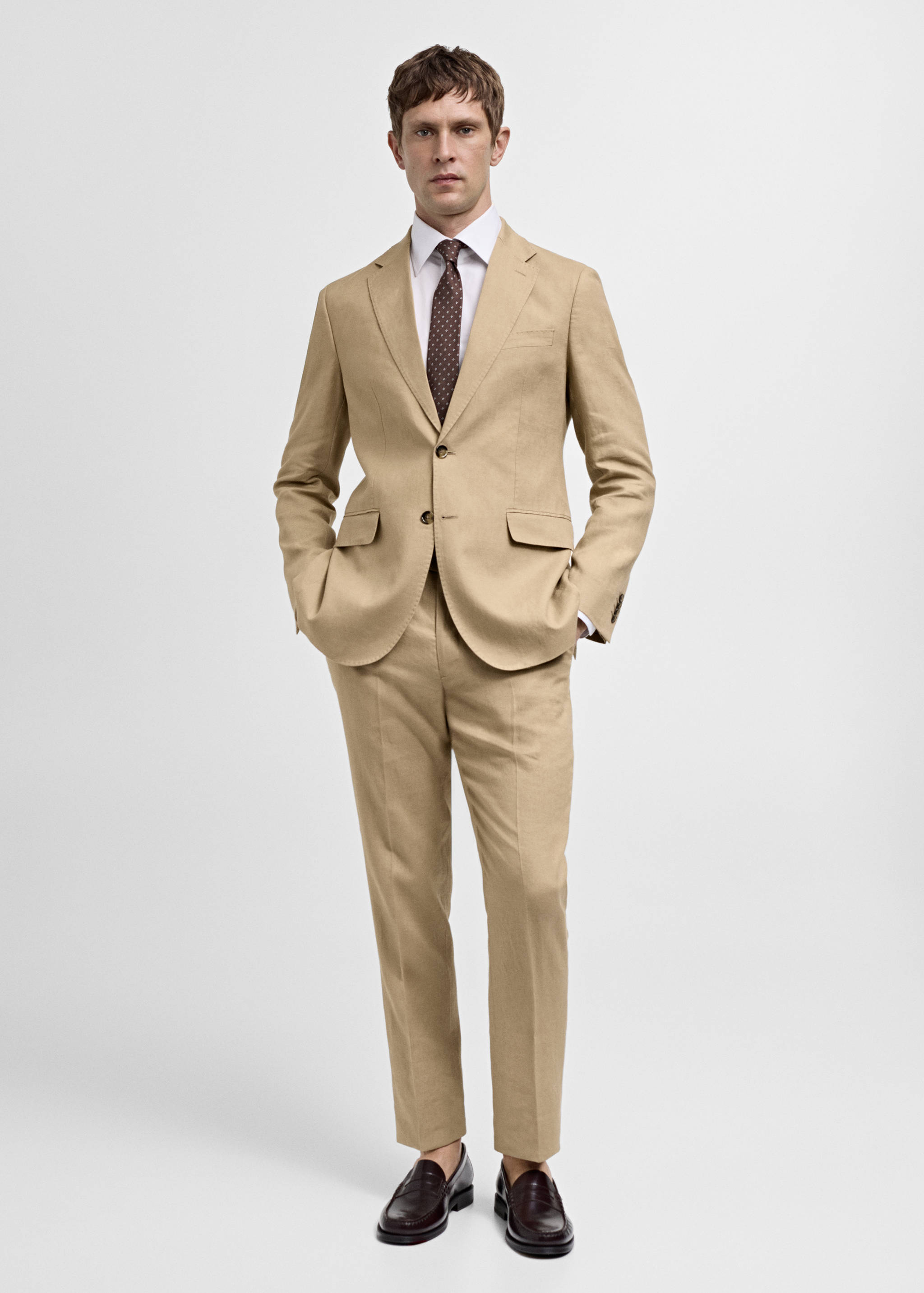 100% linen slim-fit suit jacket - General plane