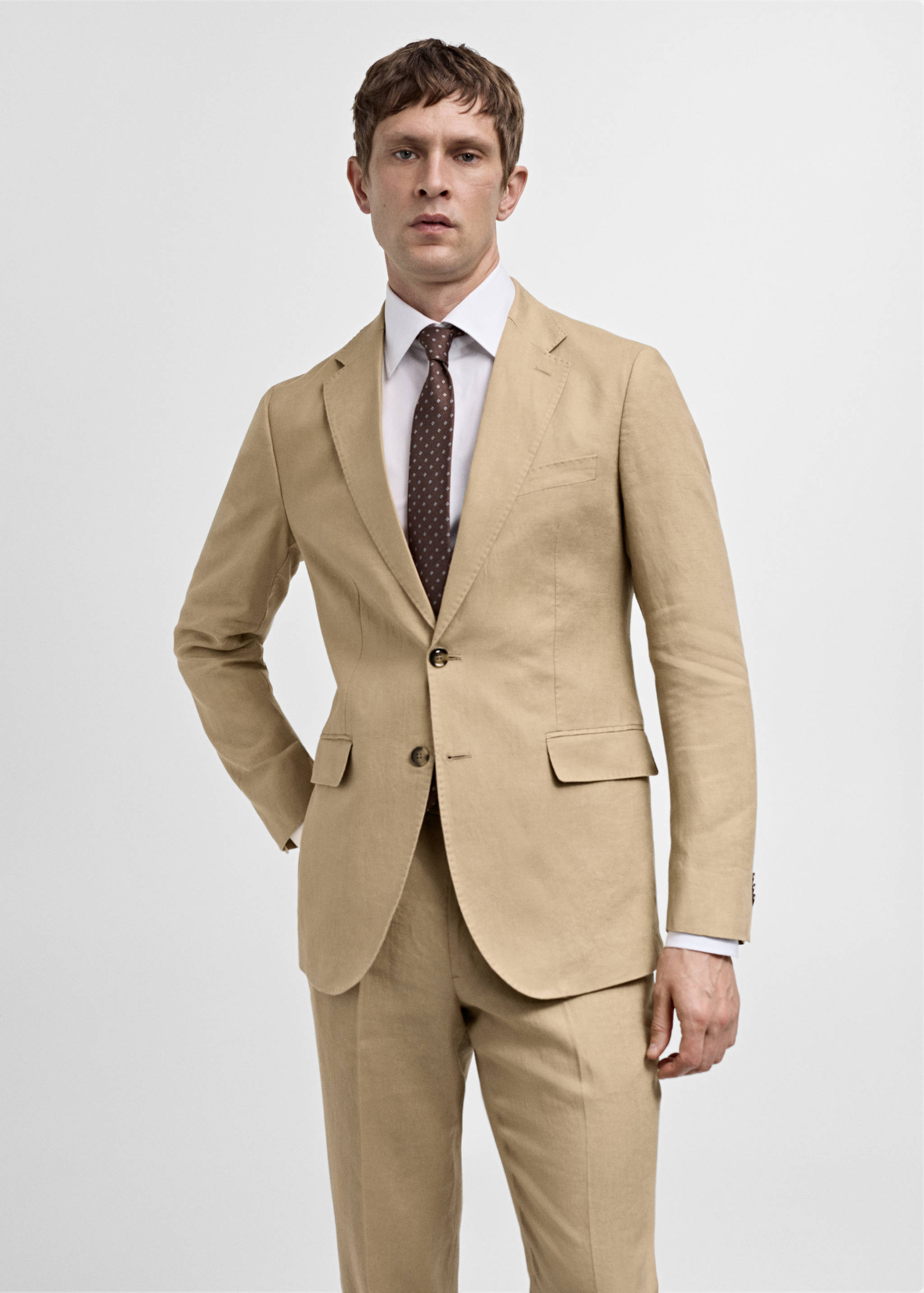 100% linen slim-fit suit jacket - Medium plane