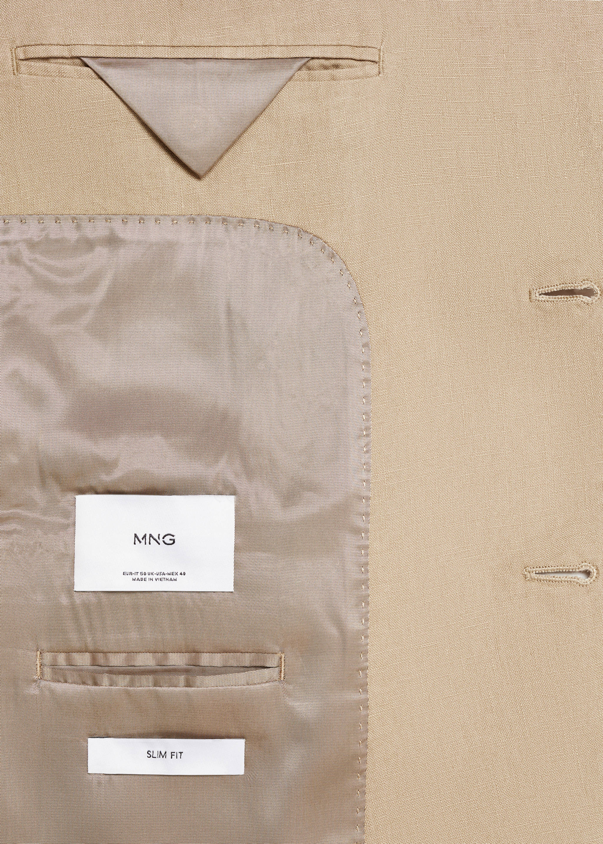 100% linen slim-fit suit jacket - Details of the article 8