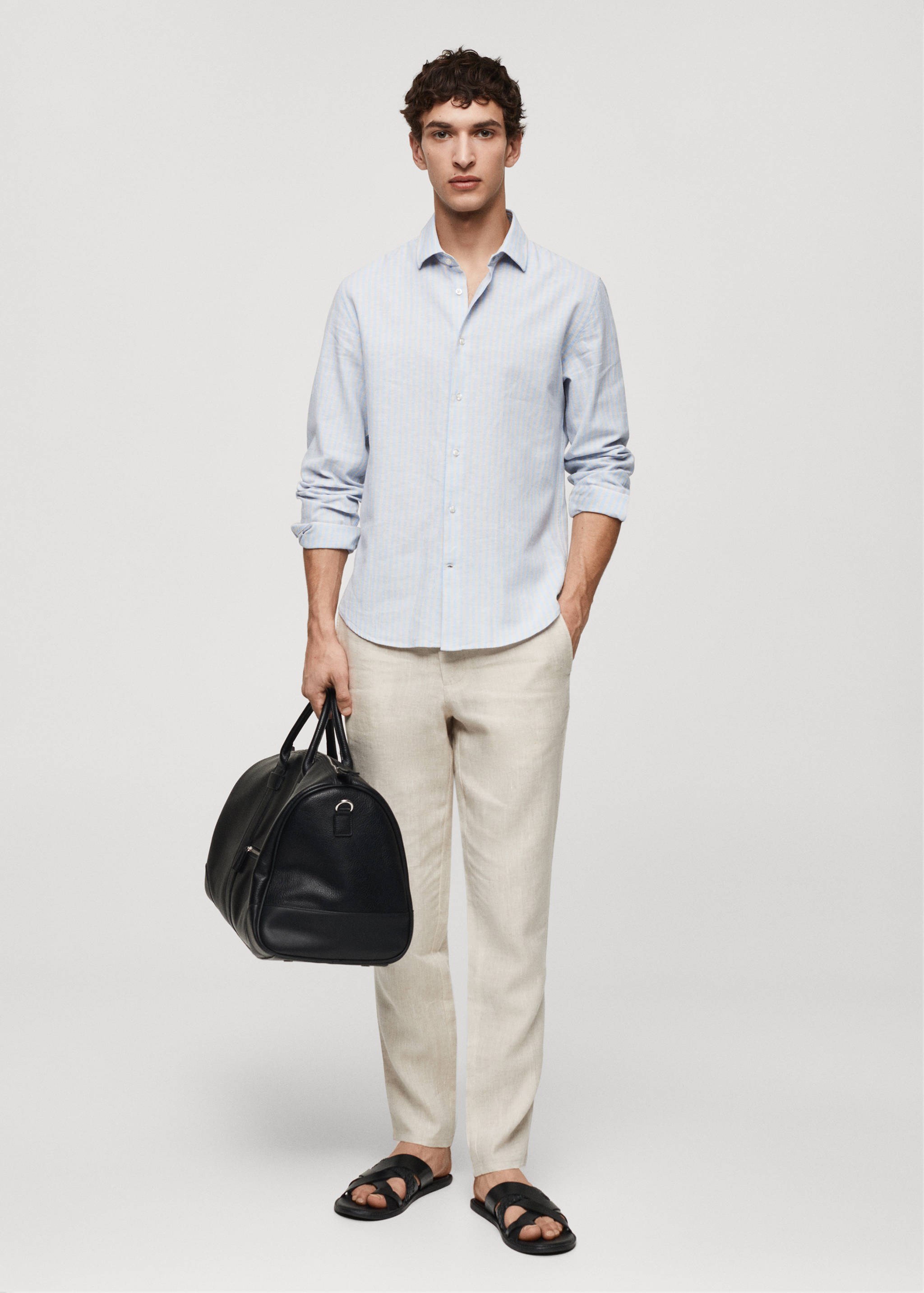 Chemise regular-fit lin rayures - Plan général