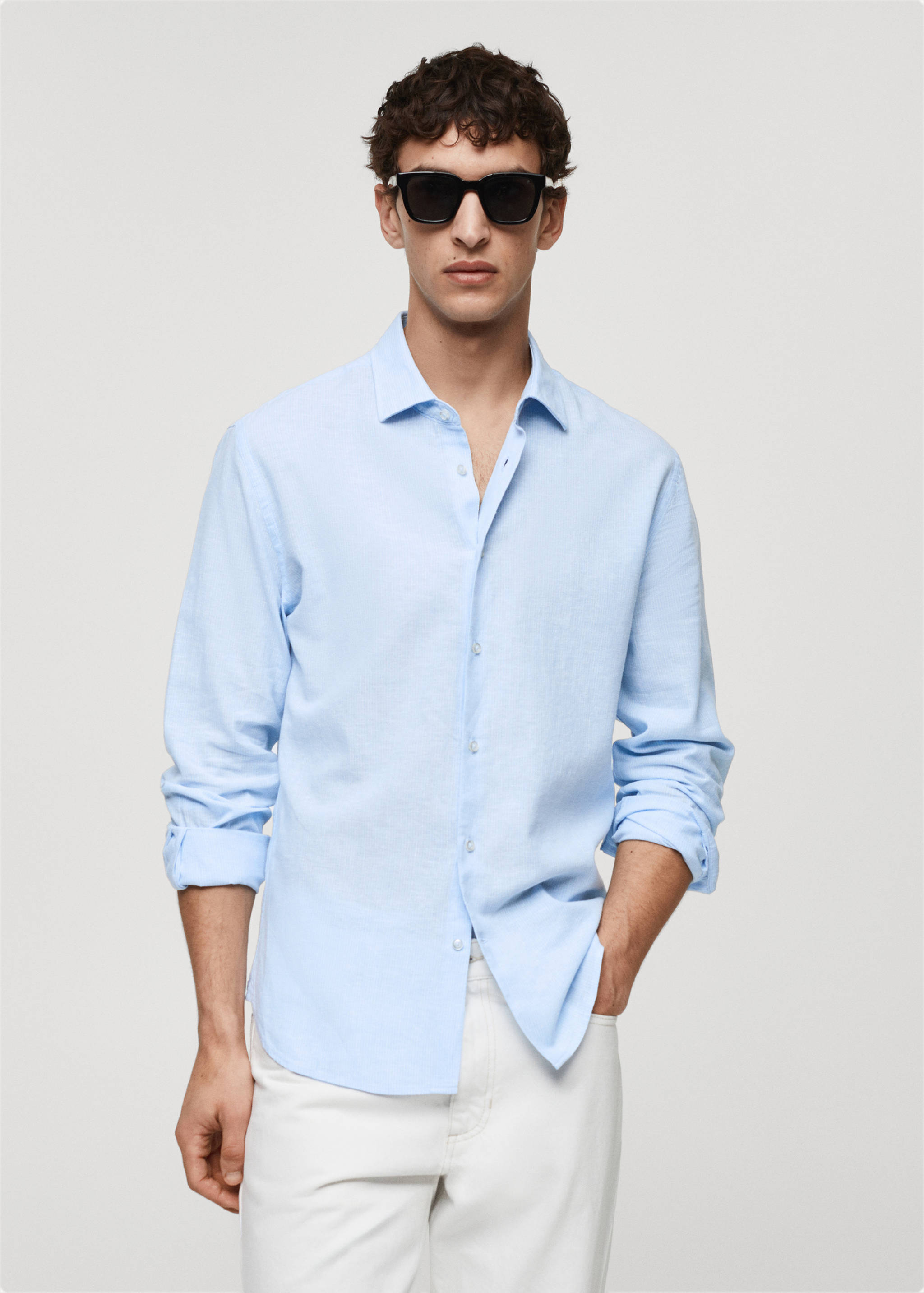 Chemise regular-fit lin rayures - Plan moyen