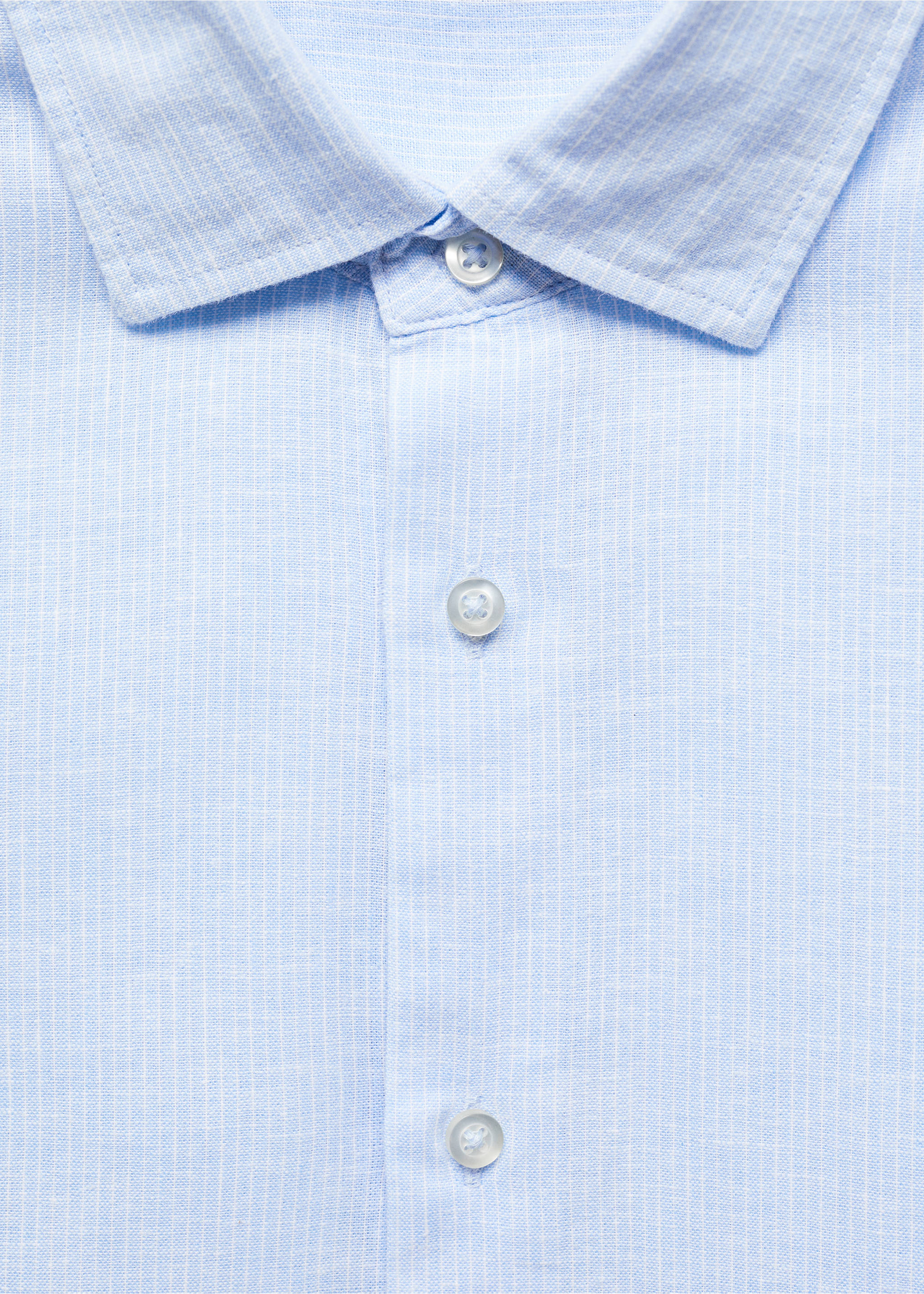 Regular-fit striped linen shirt - Details of the article 8, Sky Blue. Ref: 67076726-00.