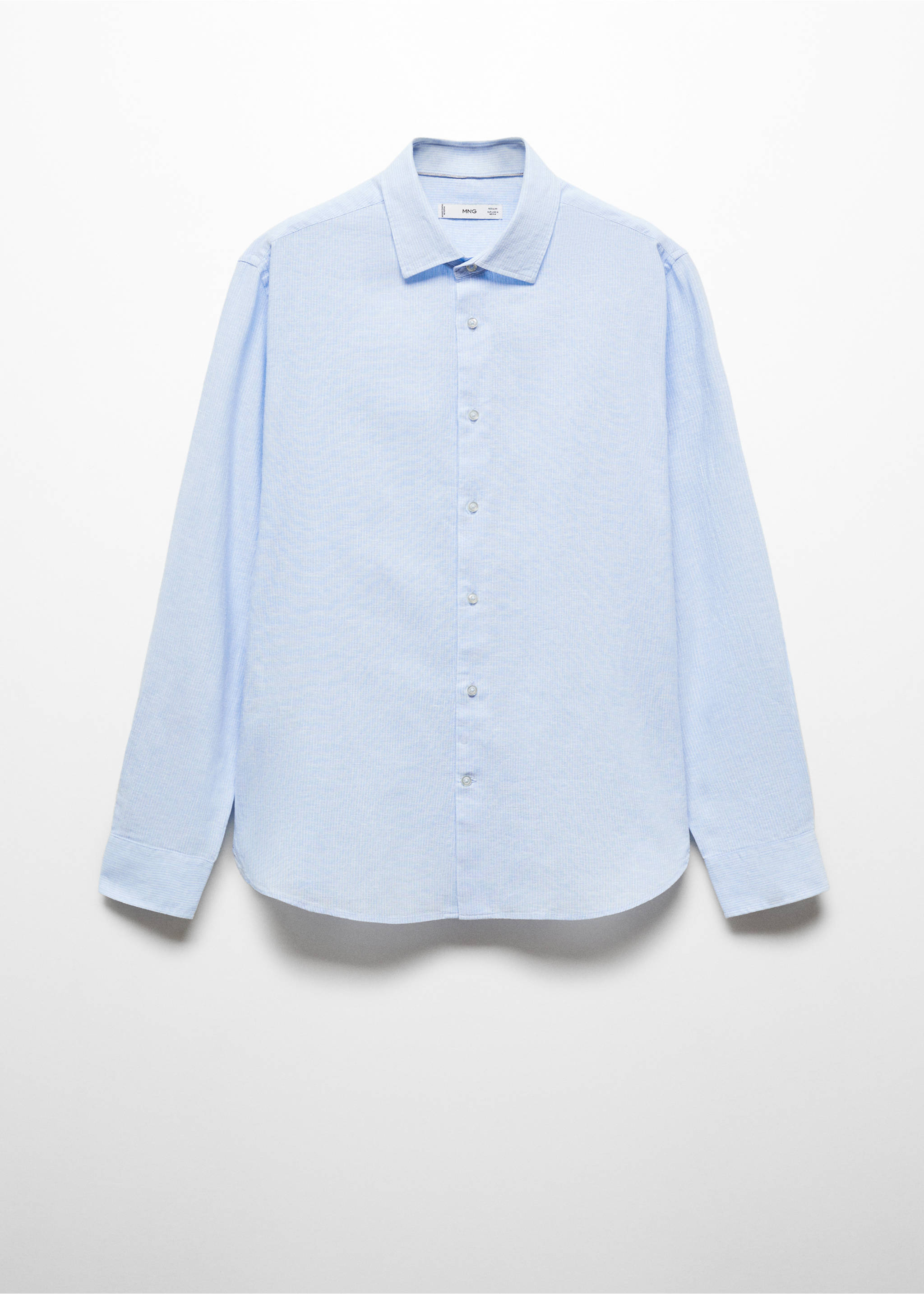 Regular-fit striped linen shirt - Article without model, Sky Blue. Ref: 67076726-00.