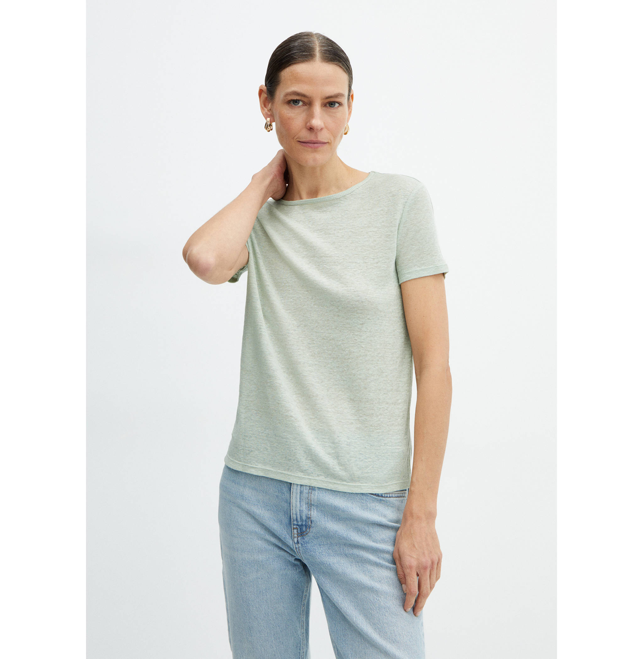 Short-sleeved linen t-shirt - Medium plane