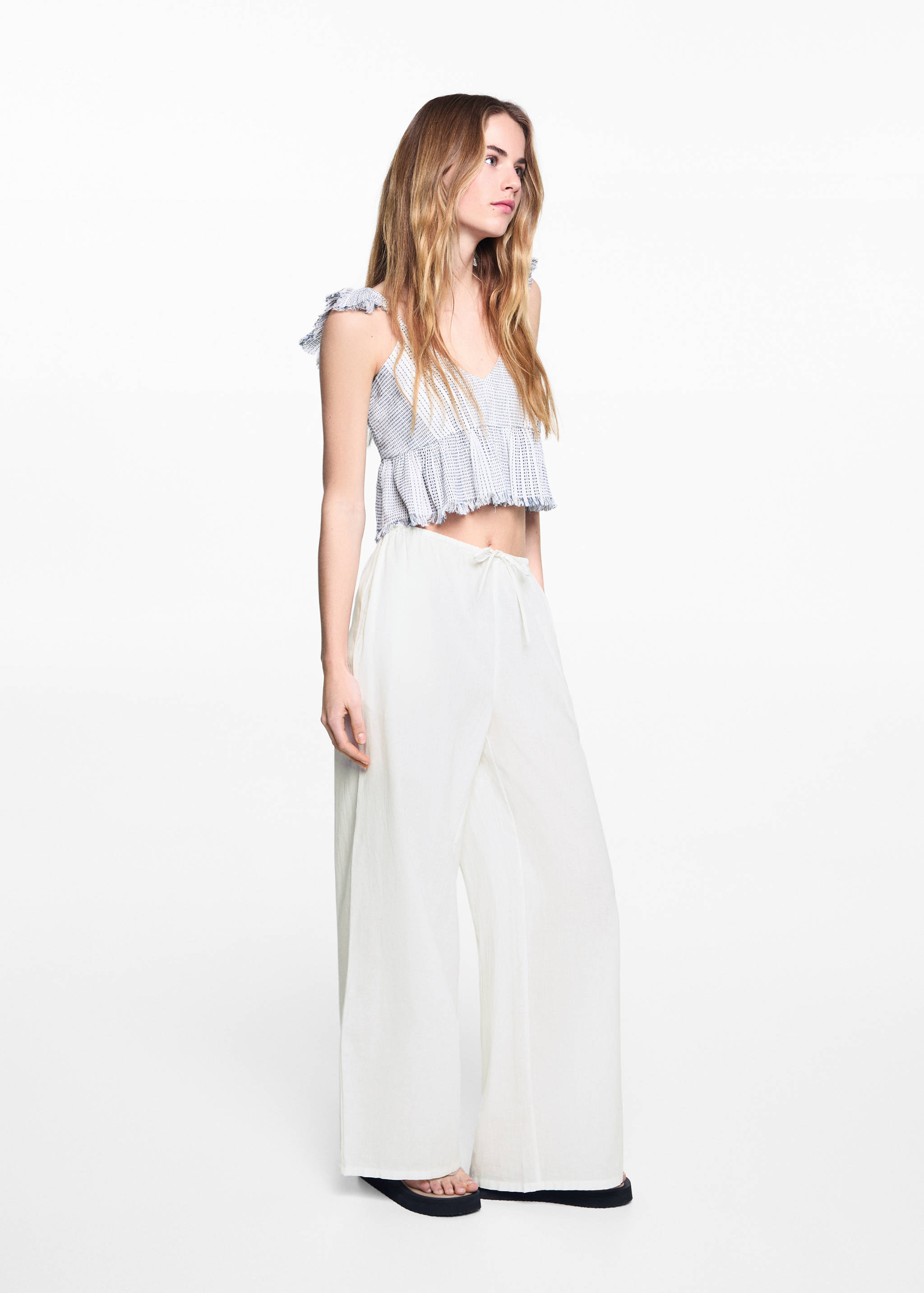 Wide leg linen trousers - General plane